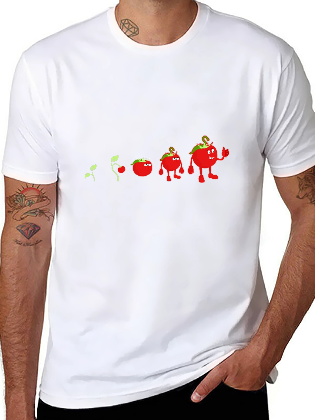 Camiseta Negra Evolución del Tomate