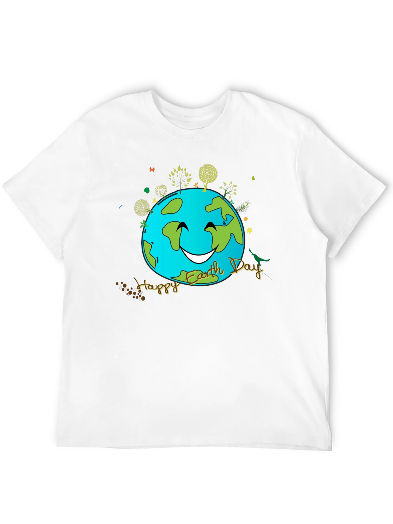 Camiseta Negra Día de la Tierra con Diseño Sonriente