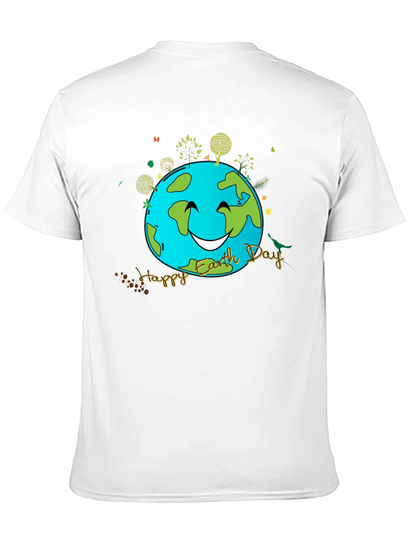 Camiseta Negra Día de la Tierra con Diseño Sonriente