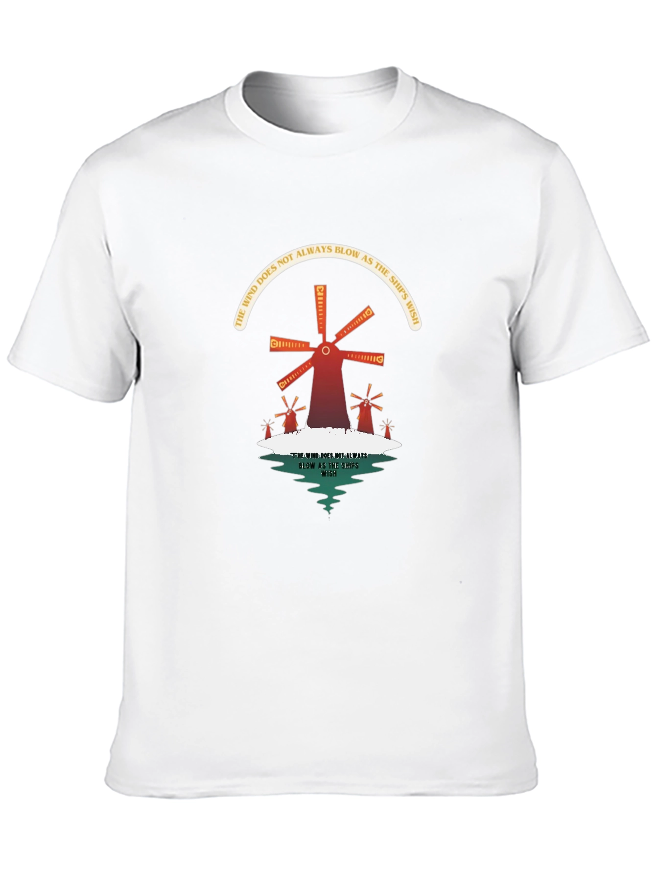 Camiseta Negra con Diseño de Molinos y Reflexión