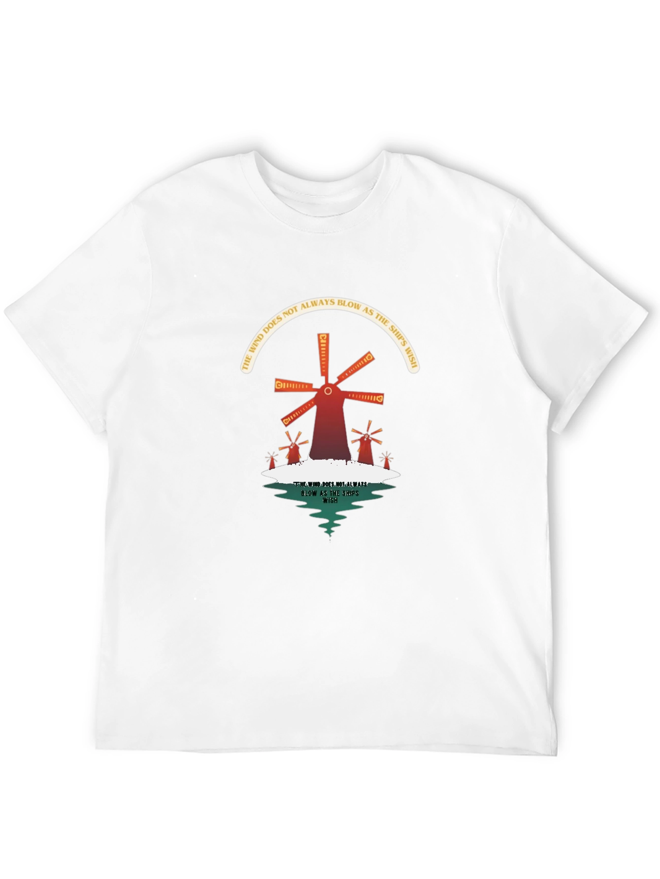 Camiseta Negra con Diseño de Molinos y Reflexión