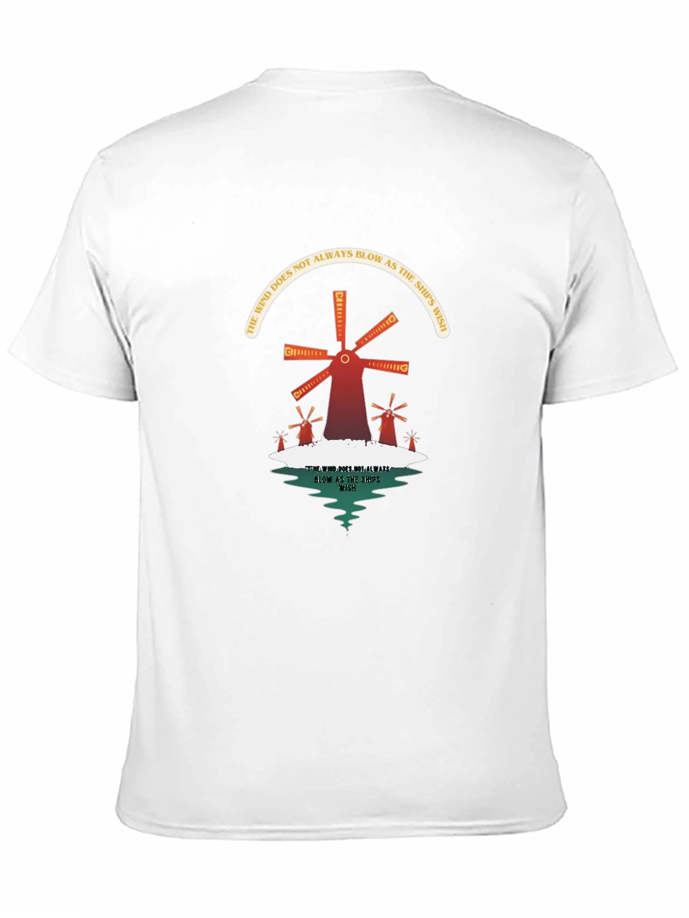 Camiseta Negra con Diseño de Molinos y Reflexión