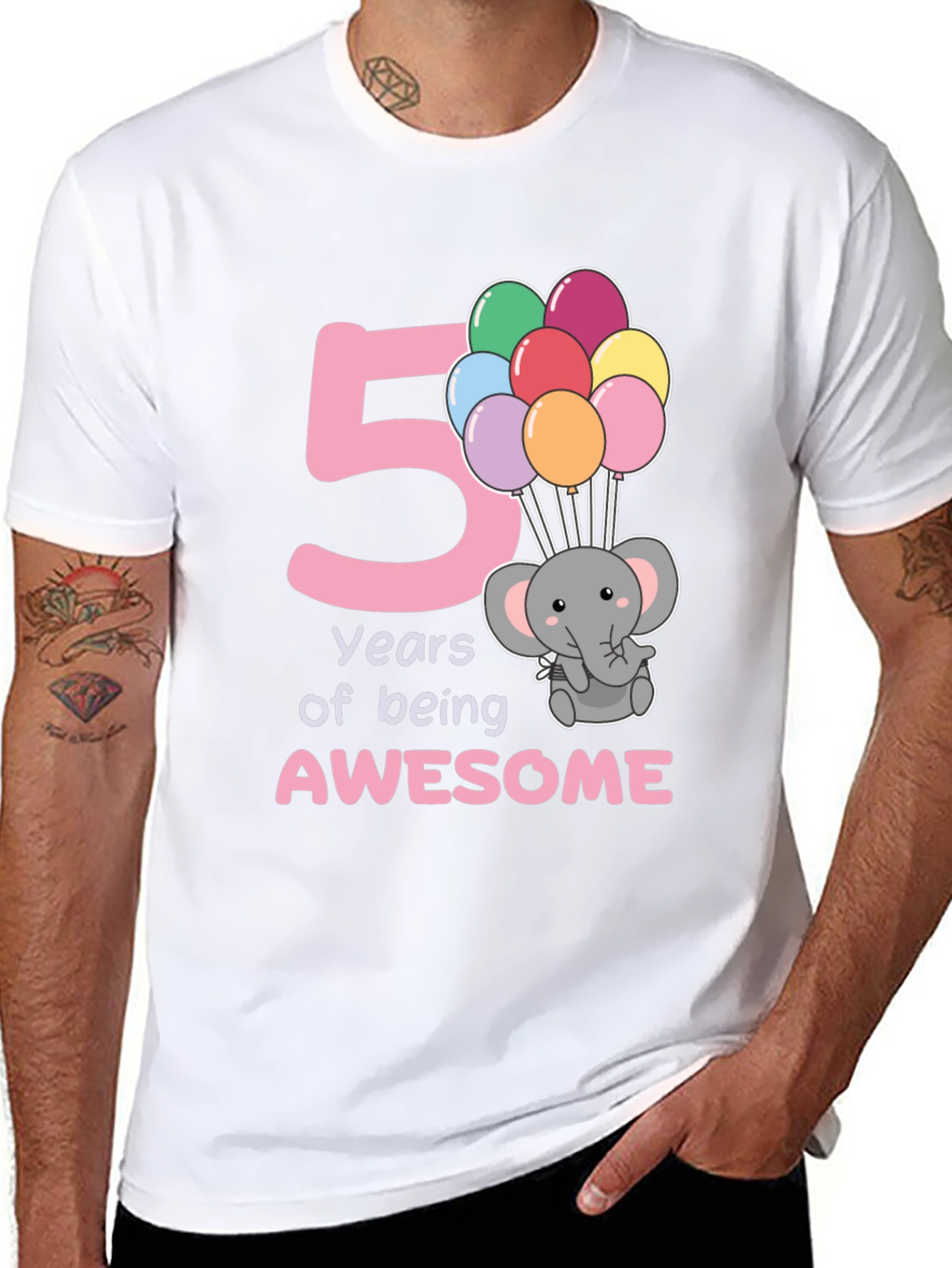 Camiseta Cumpleaños 5 Años Elefante Globos