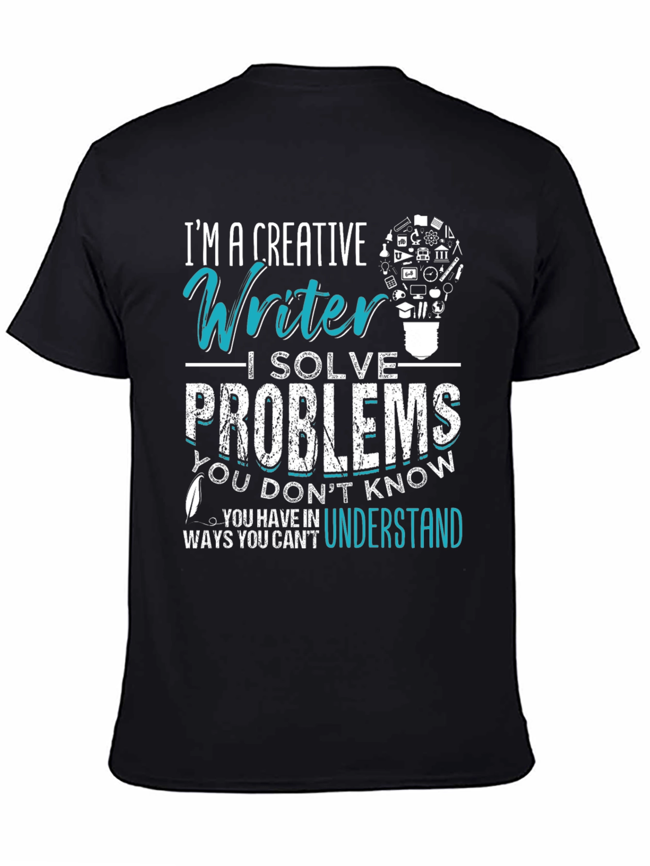 Camiseta Negra con Diseño para Escritores Creativos