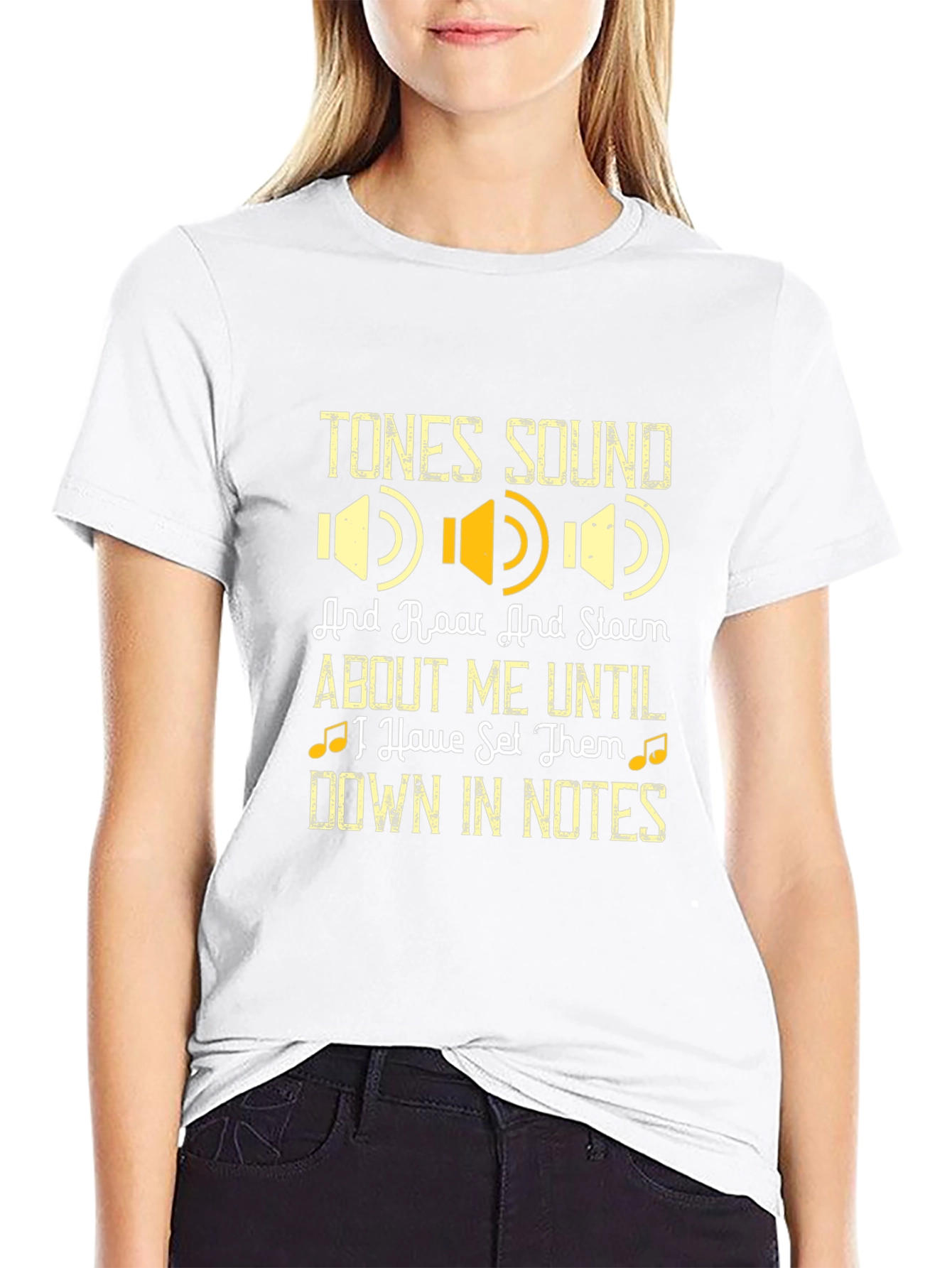 Camiseta Negra con Diseño de Música