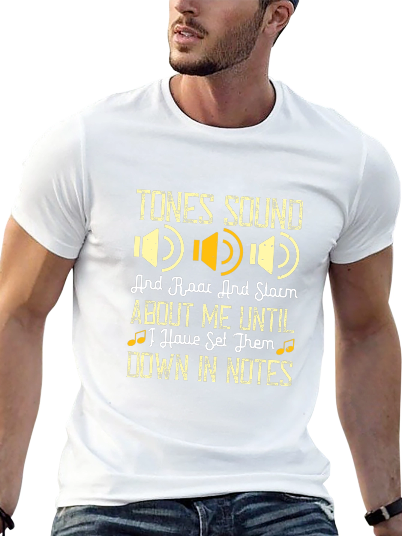 Camiseta Negra con Diseño de Música