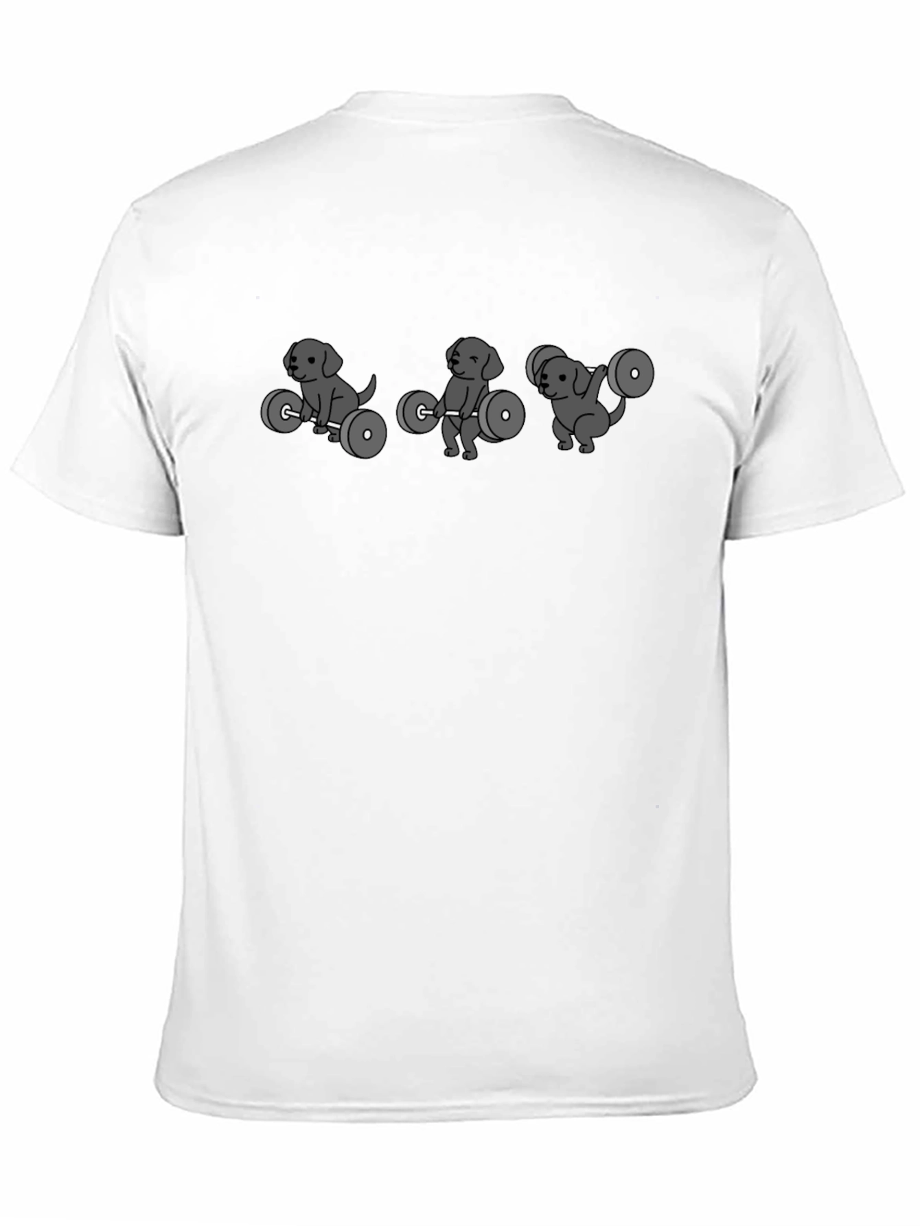 Camiseta Negra con Diseño de Perros Levantando Pesas