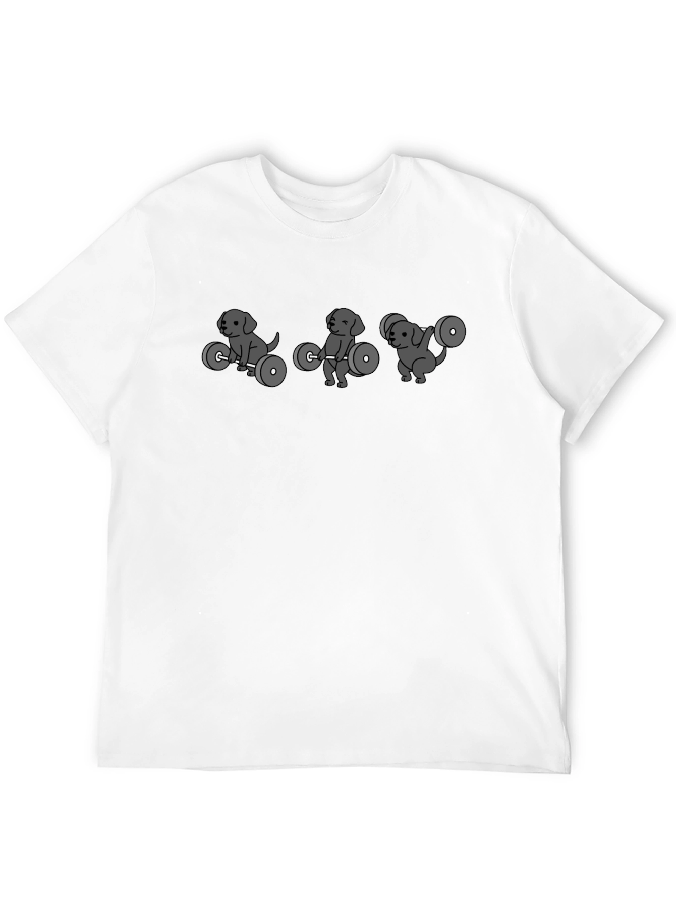 Camiseta Negra con Diseño de Perros Levantando Pesas