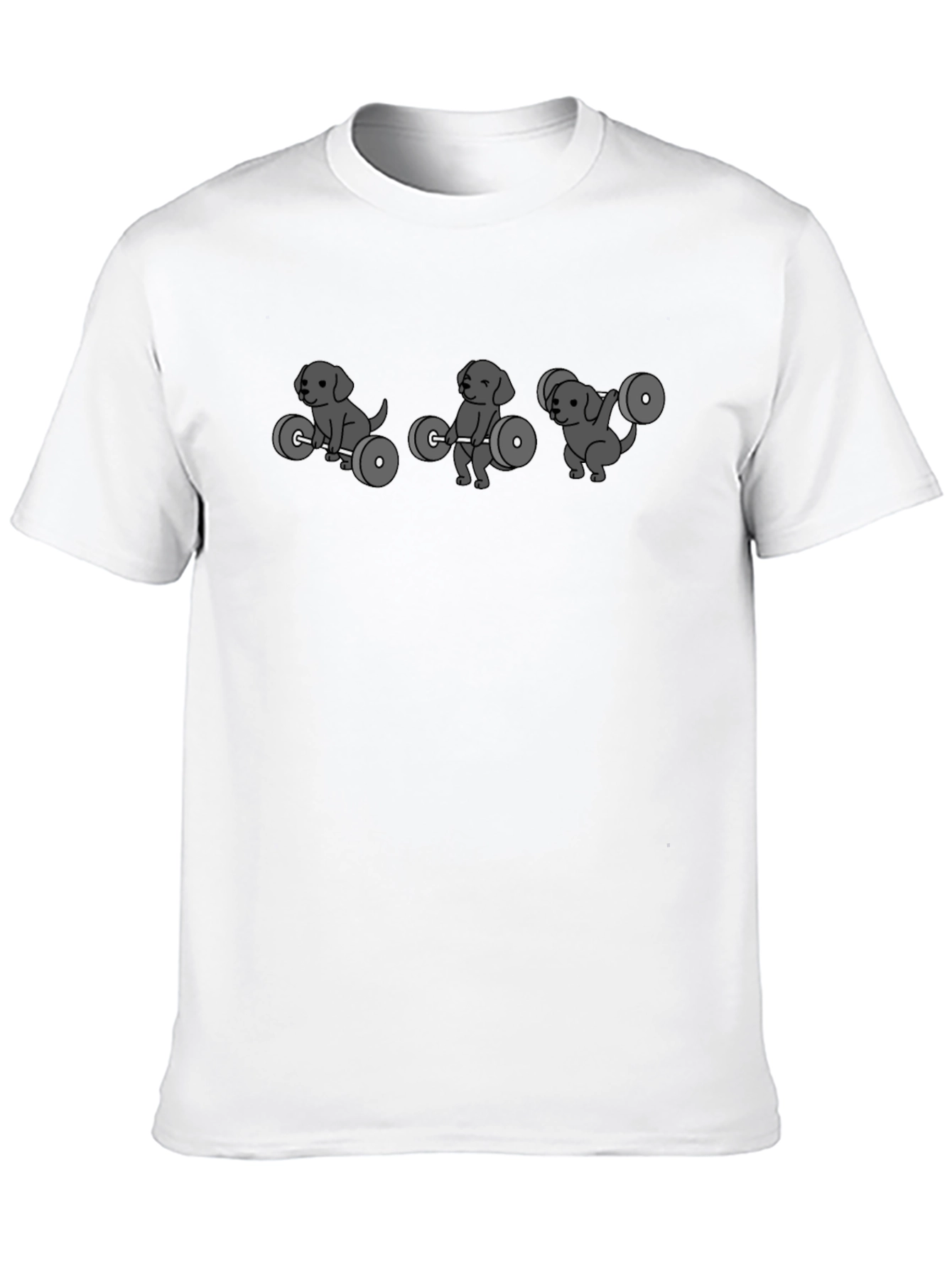 Camiseta Negra con Diseño de Perros Levantando Pesas