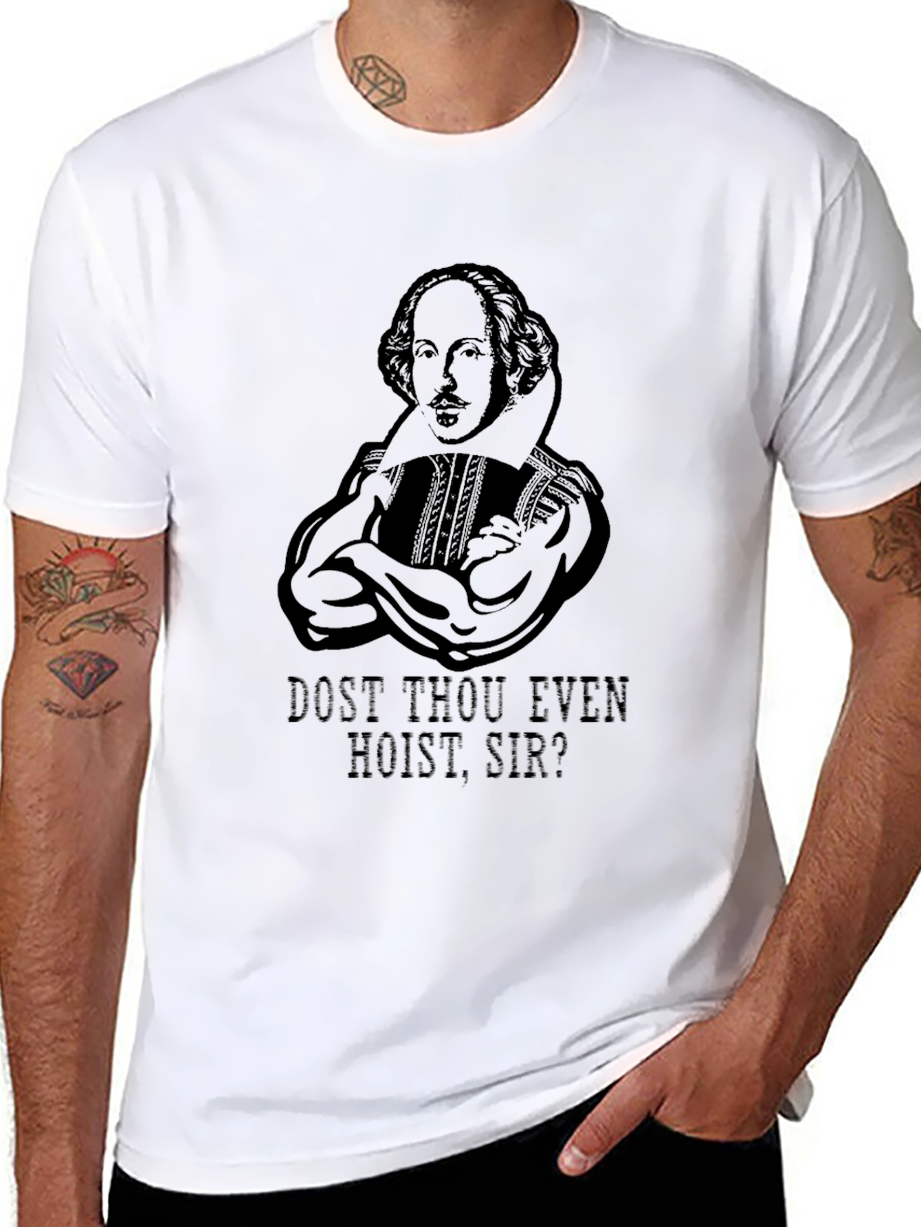 Camiseta Negra Divertida: Shakespeare Musculoso