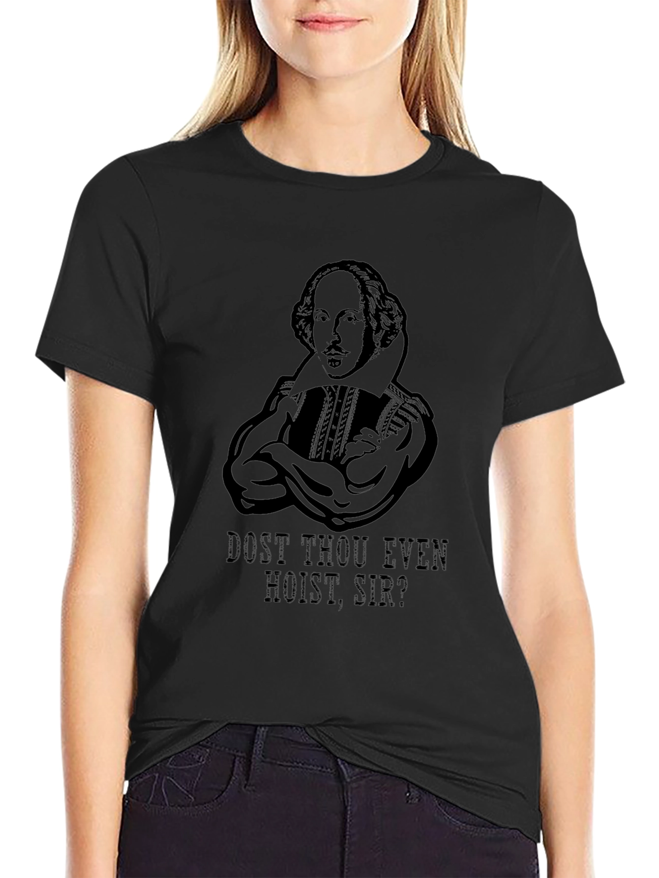 Camiseta Negra Divertida: Shakespeare Musculoso