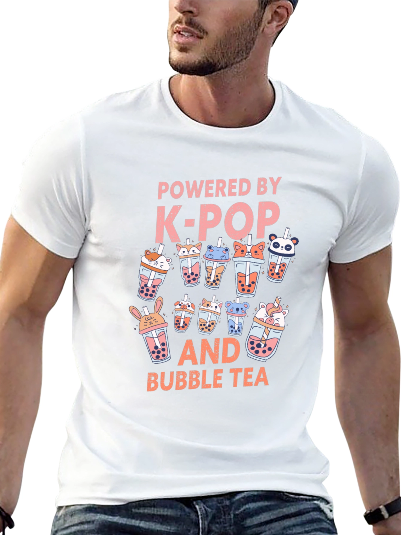 Camiseta Negra K-Pop y Bubble Tea