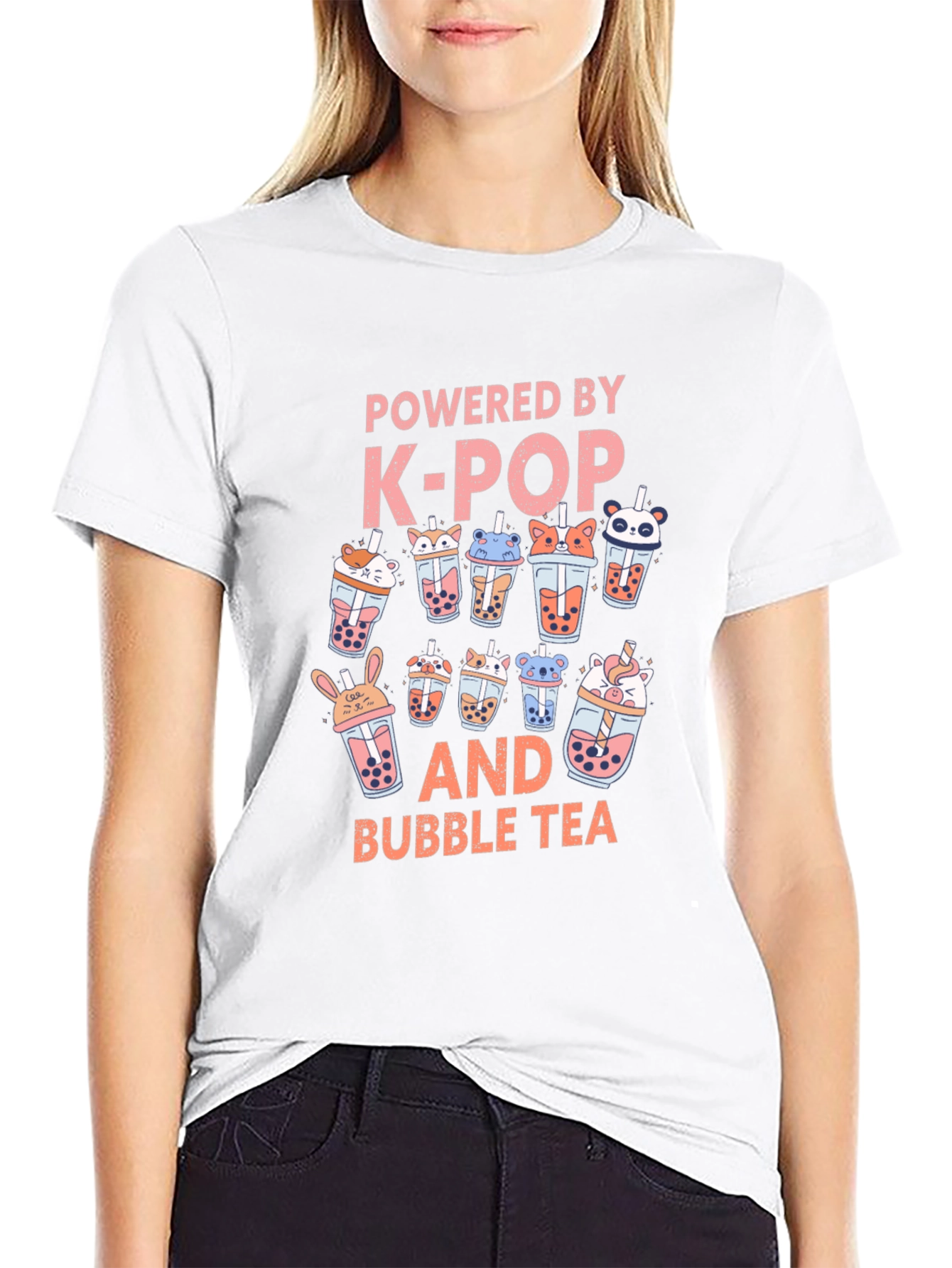 Camiseta Negra K-Pop y Bubble Tea