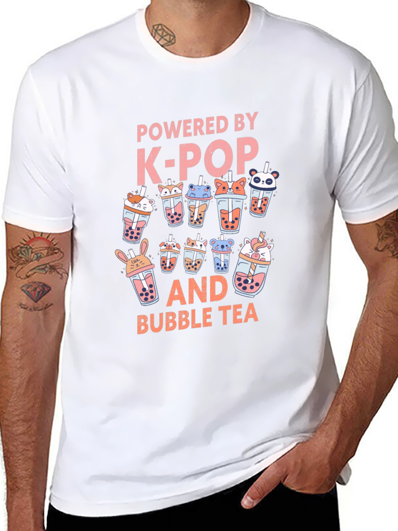 Camiseta Negra K-Pop y Bubble Tea