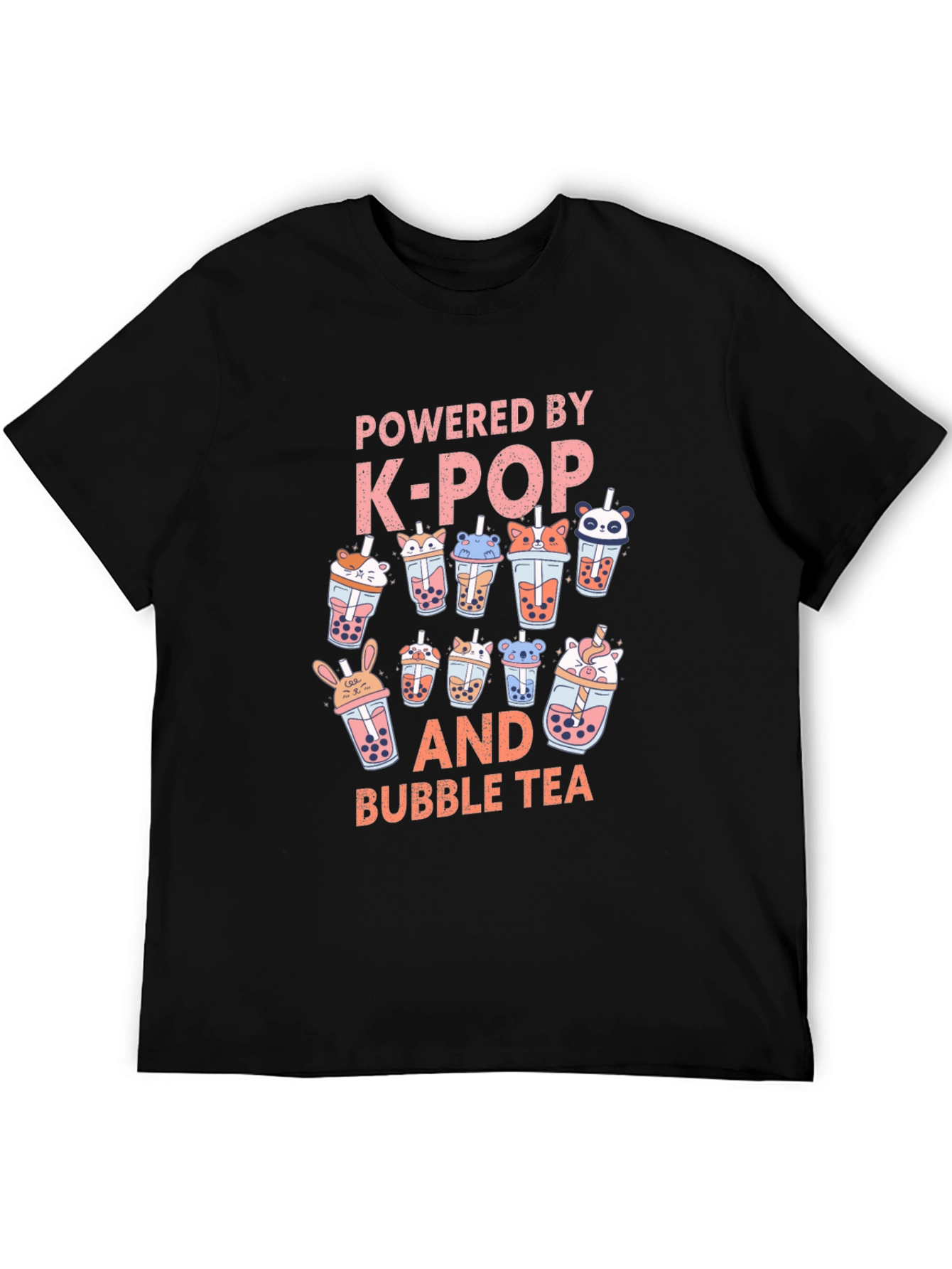 Camiseta Negra K-Pop y Bubble Tea