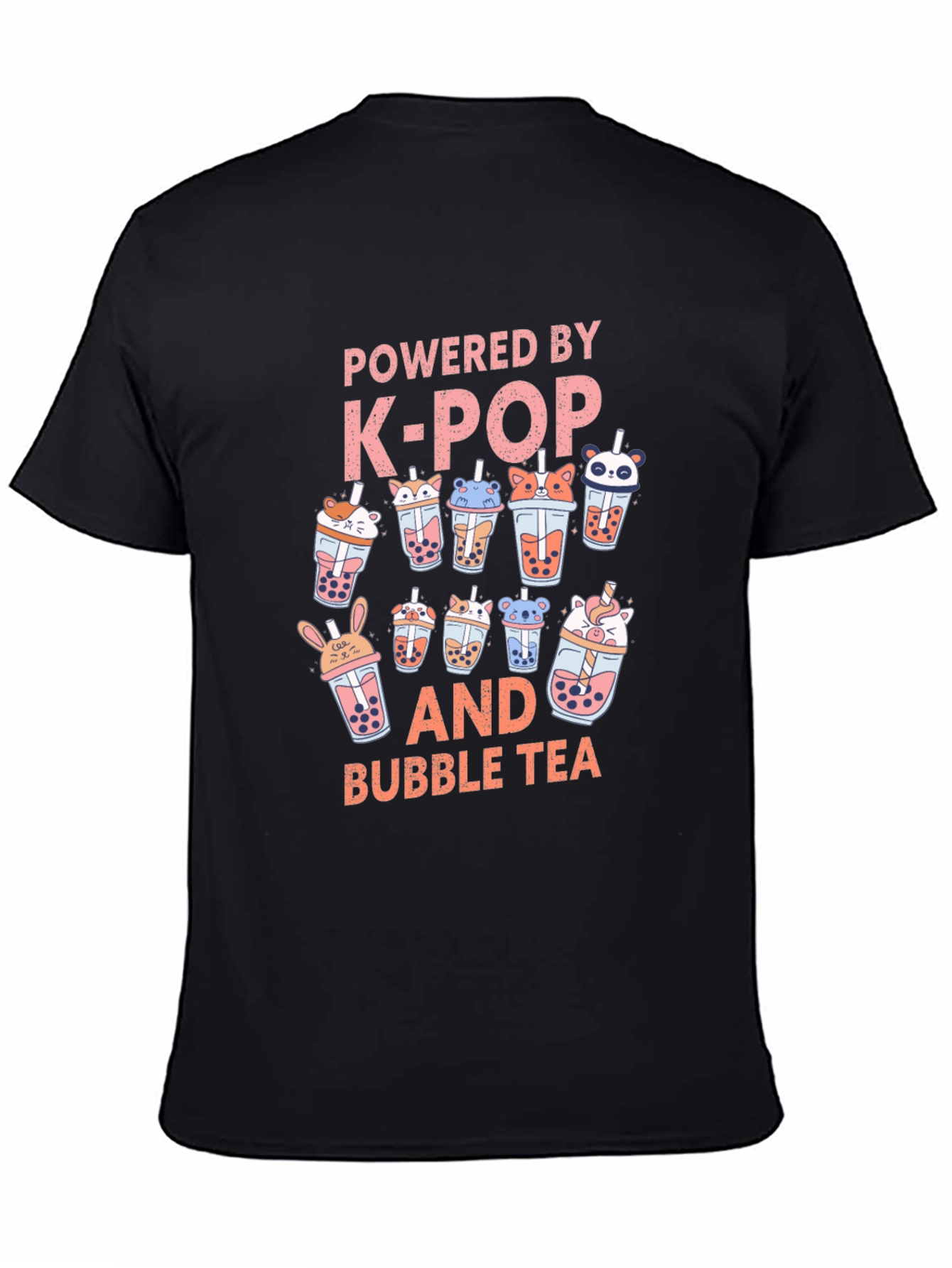 Camiseta Negra K-Pop y Bubble Tea