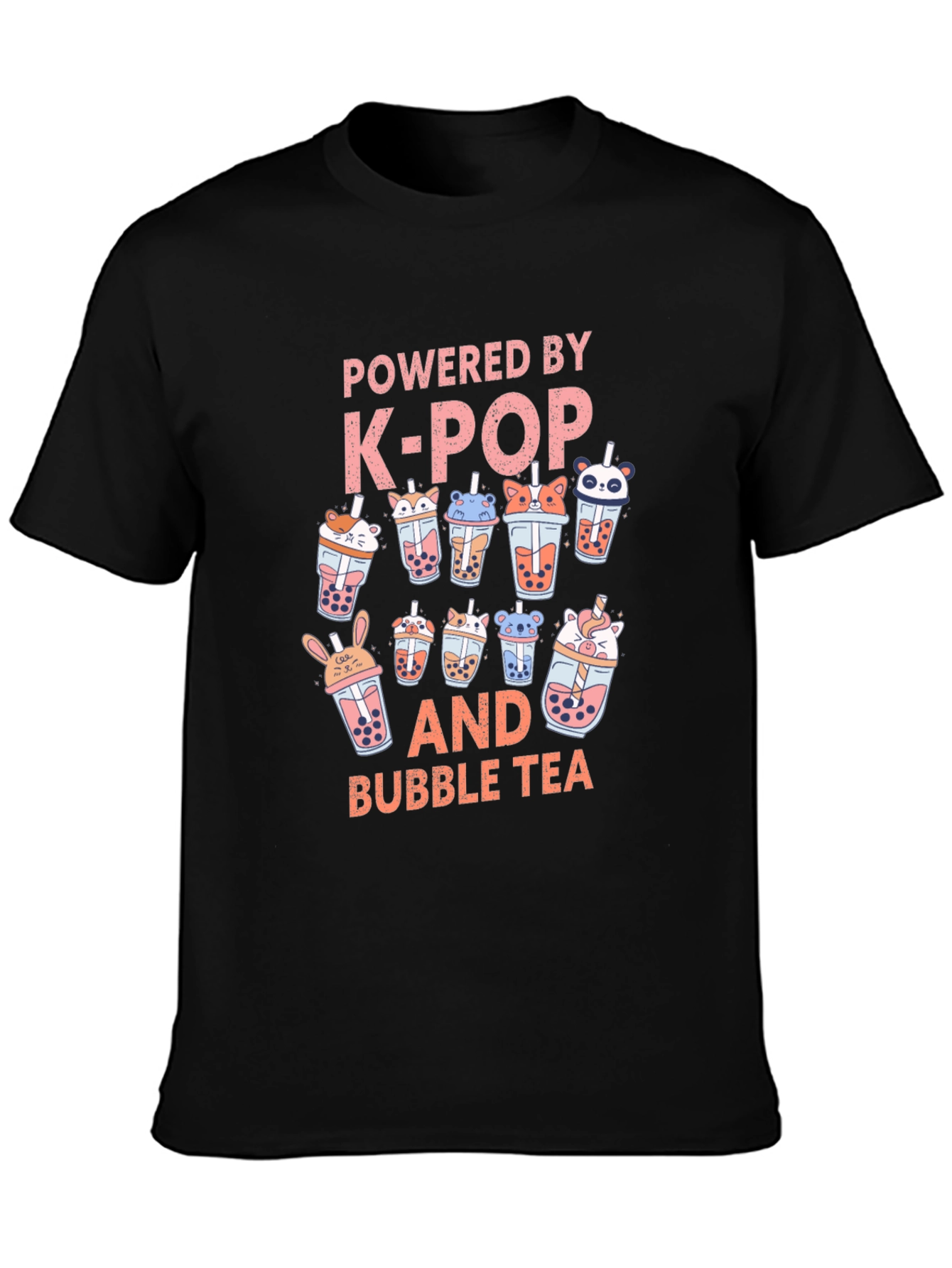 Camiseta Negra K-Pop y Bubble Tea