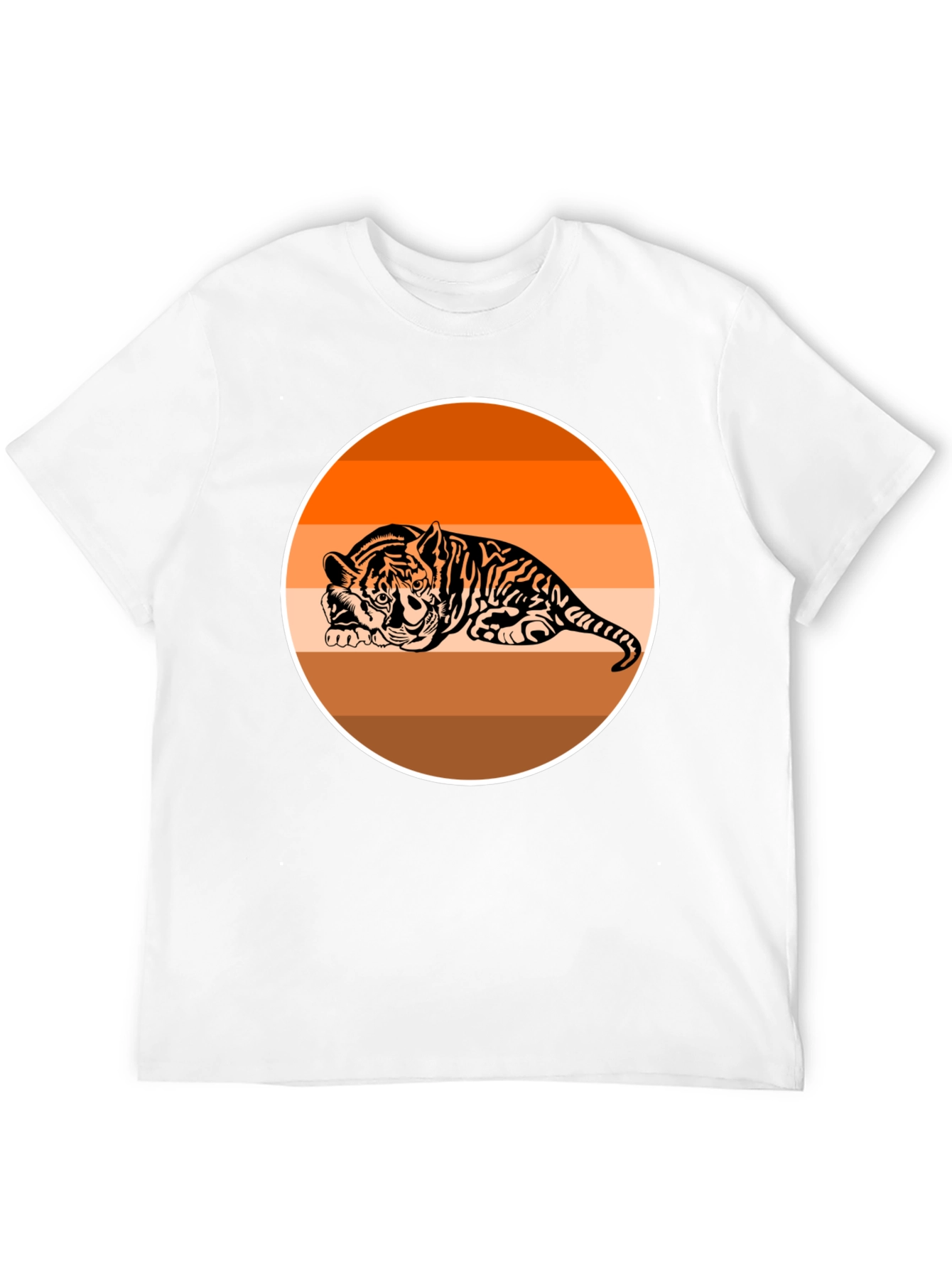 Camiseta Negra con Tigre Abstracto Naranja