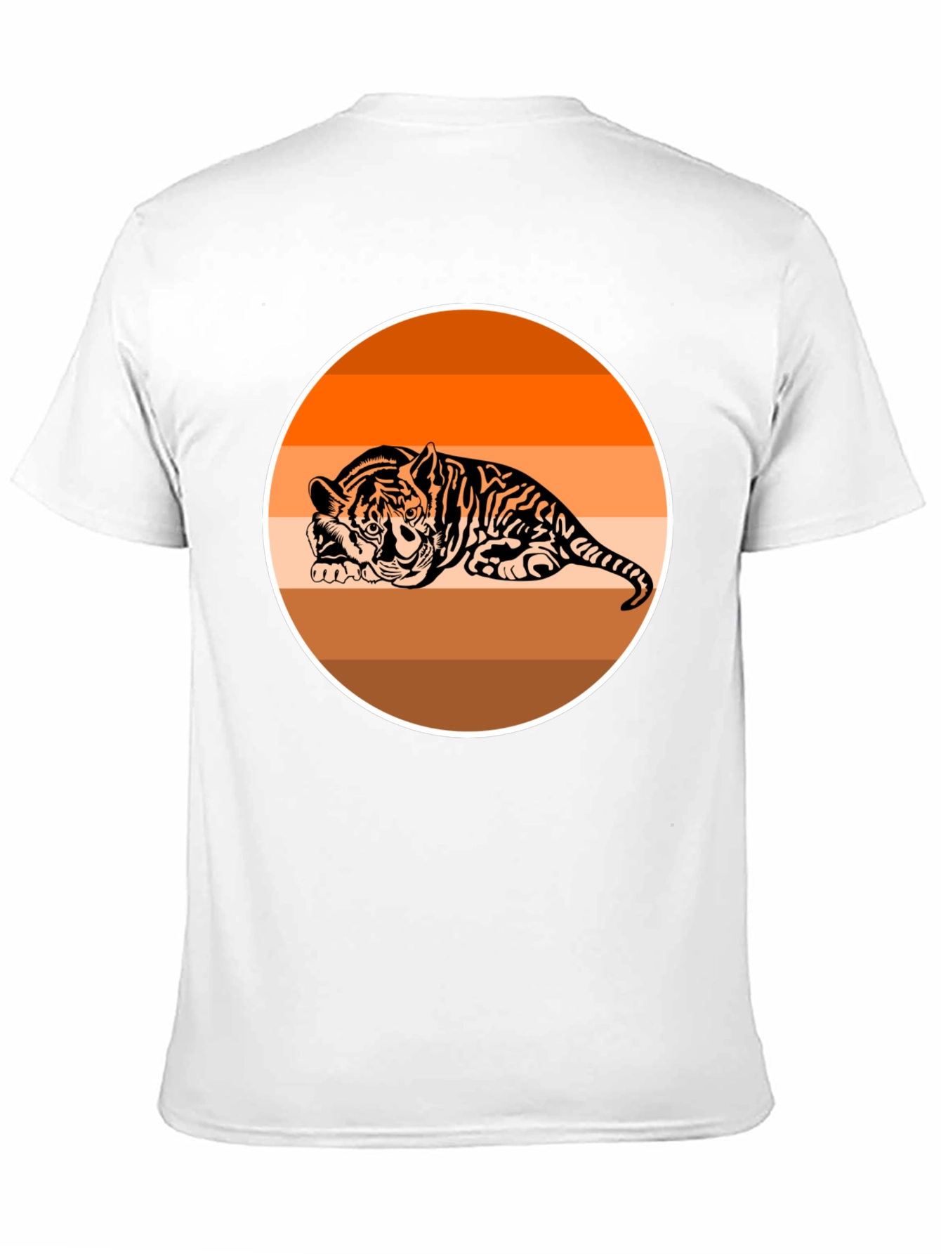Camiseta Negra con Tigre Abstracto Naranja