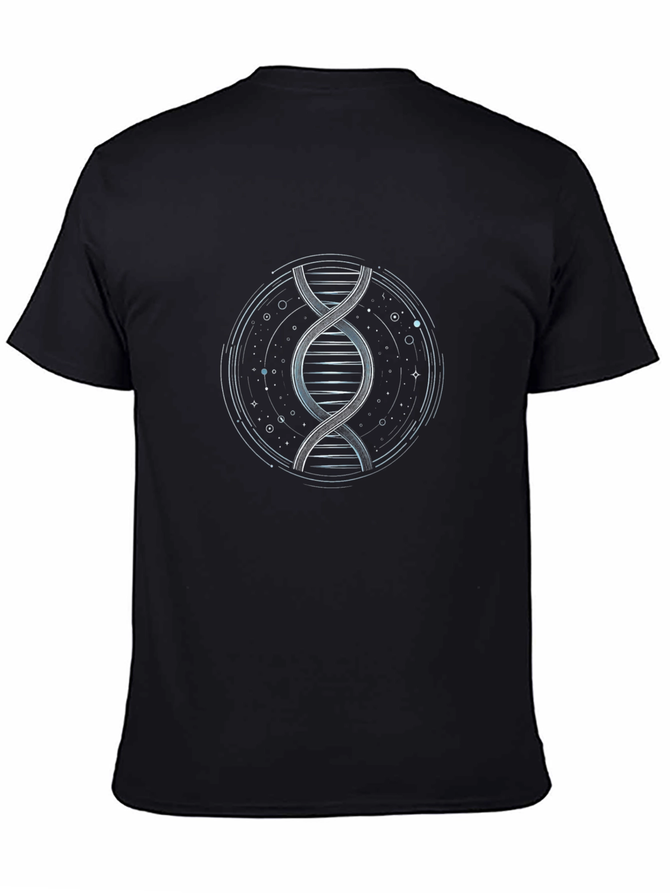 Camiseta Negra con Diseño ADN Espiral Circular