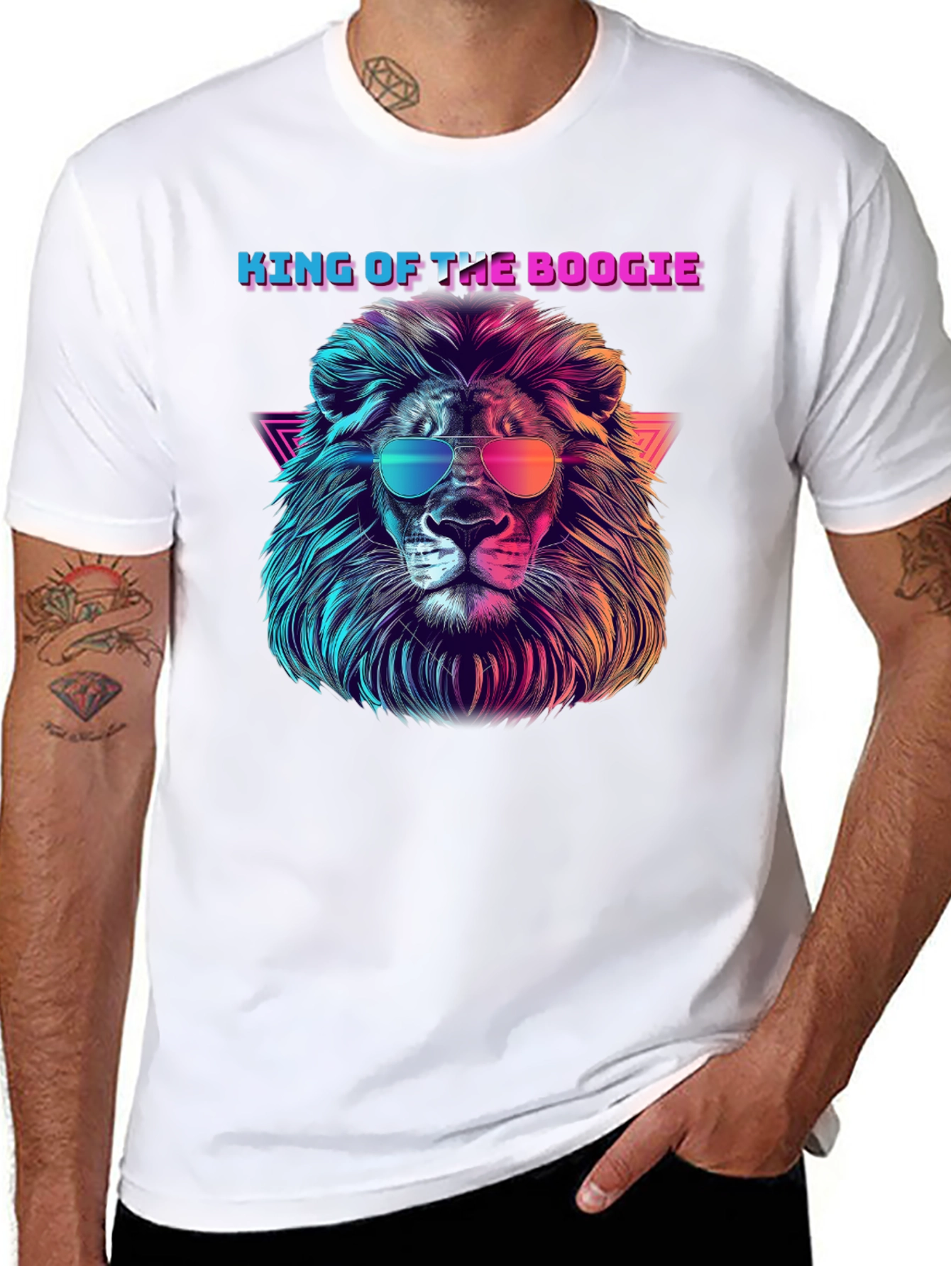 Camiseta Negra con León Retro King of the Boogie