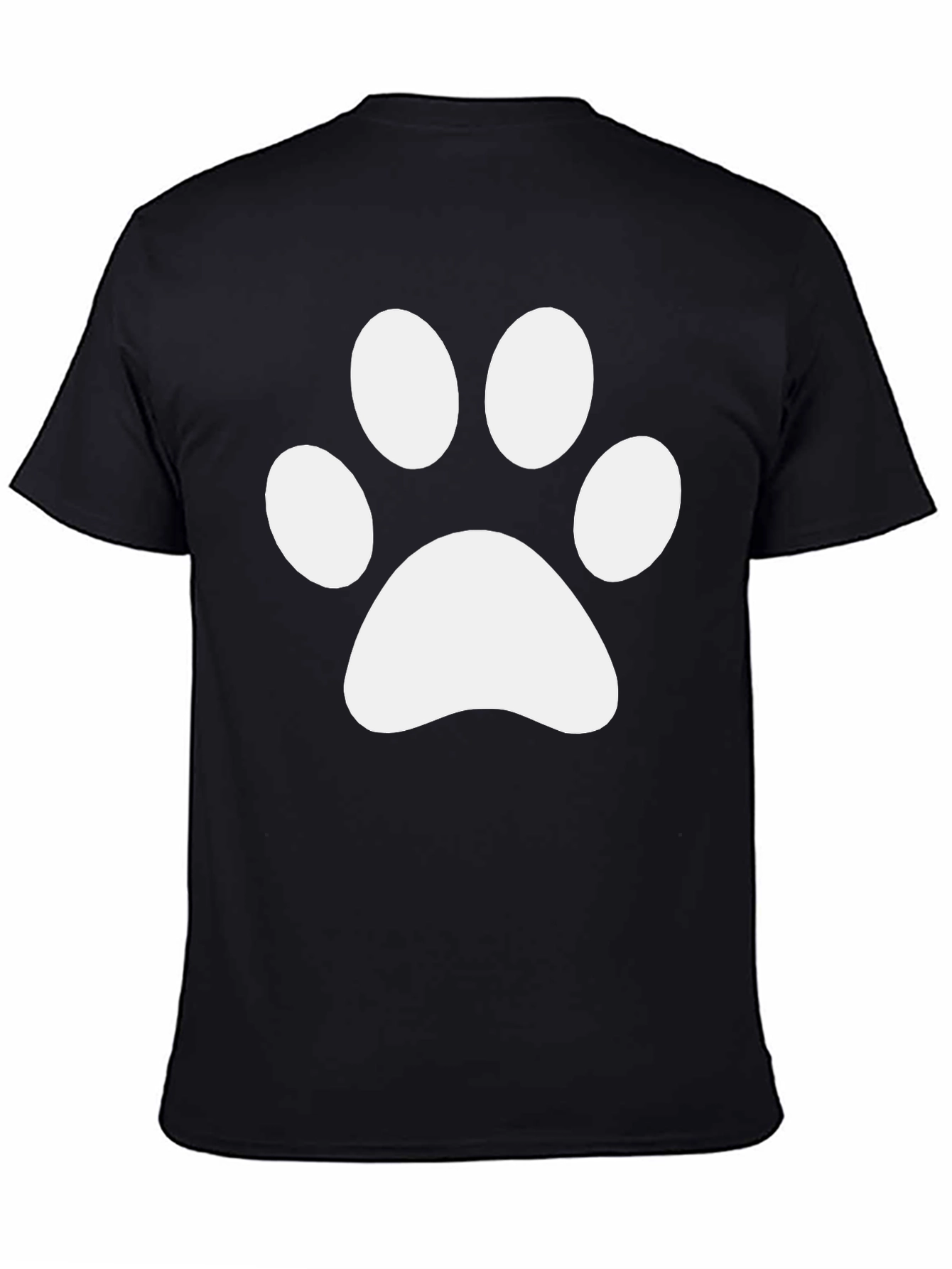 Camiseta Negra con Huella de Pata Blanca