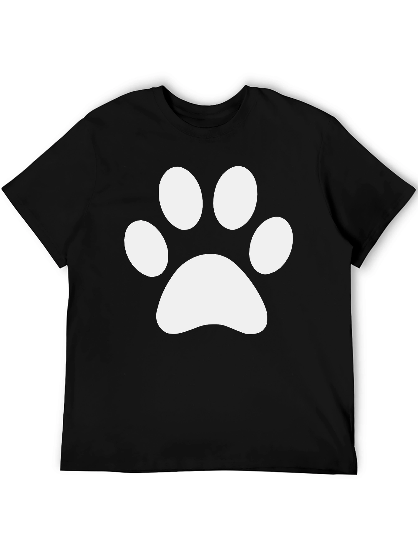 Camiseta Negra con Huella de Pata Blanca