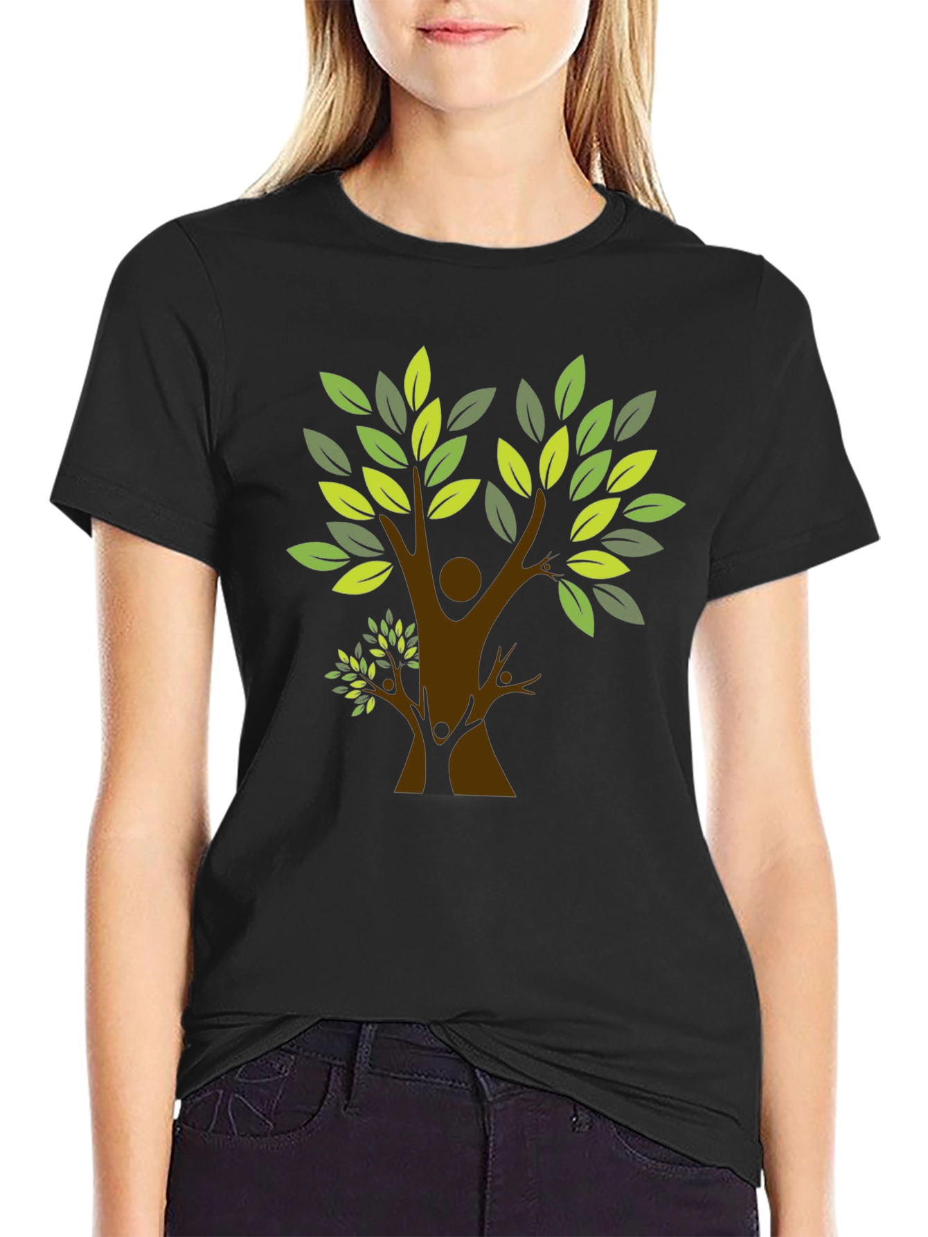Camiseta Negra con Diseño de Árbol Familiar