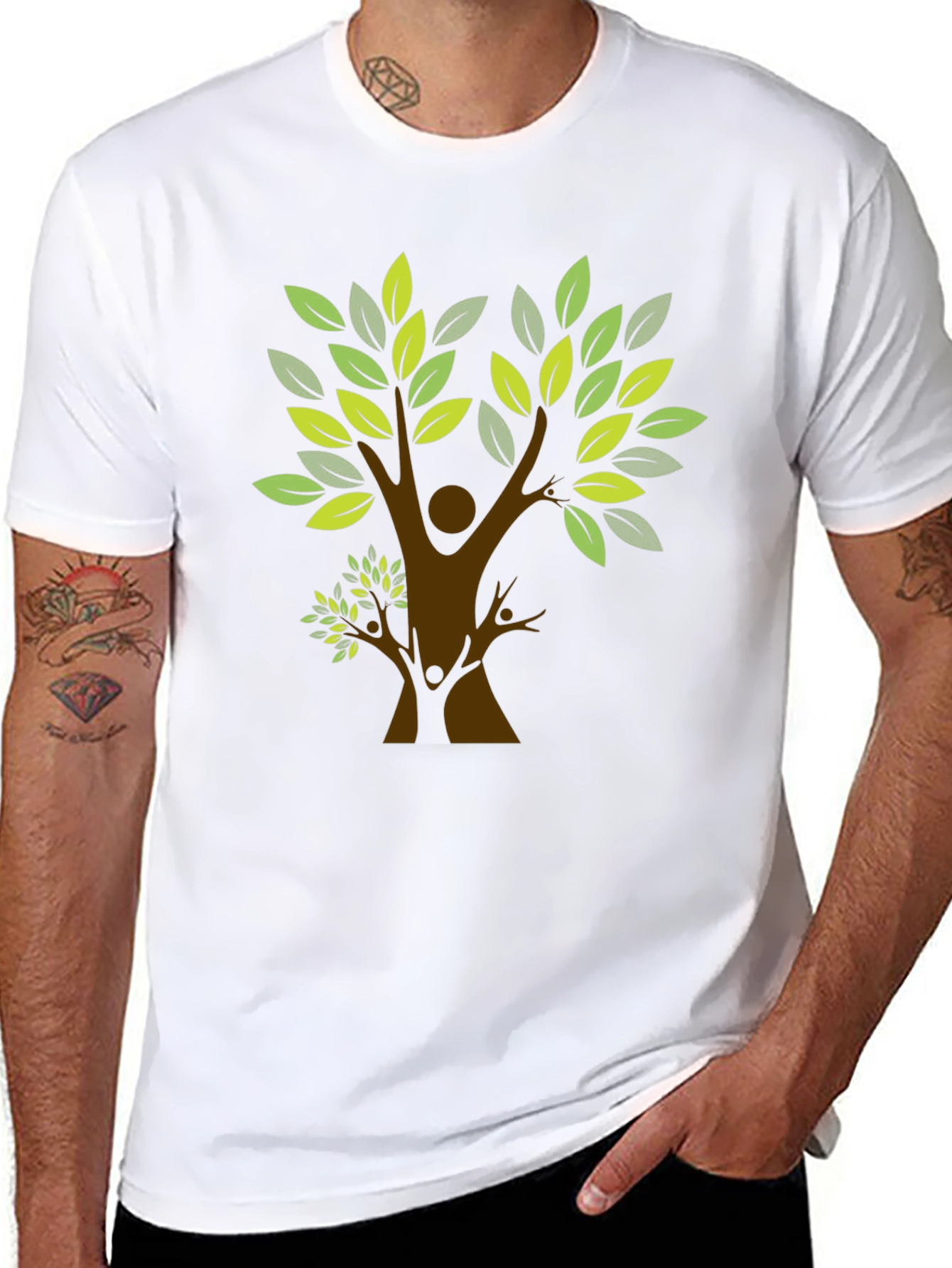 Camiseta Negra con Diseño de Árbol Familiar