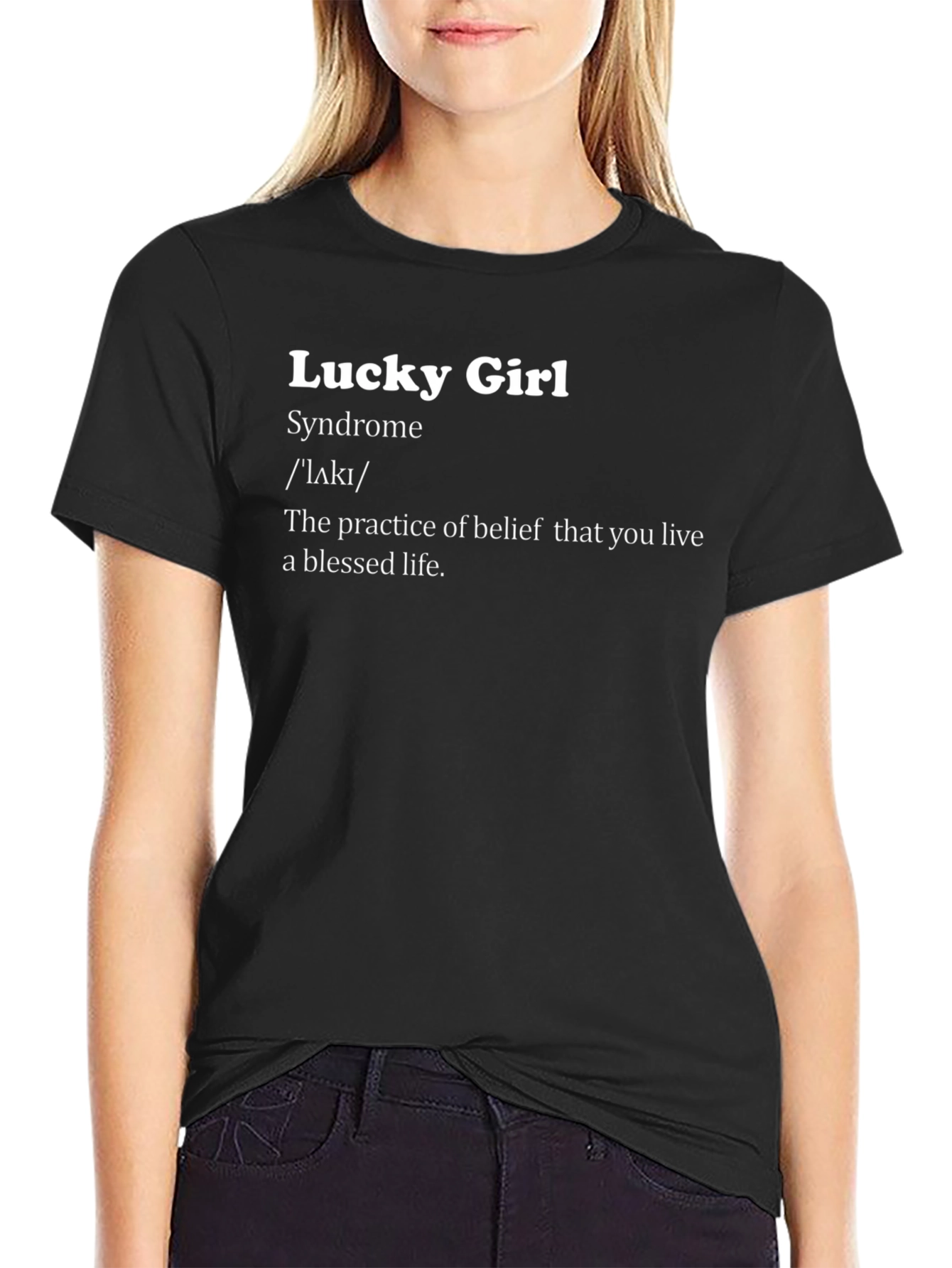 Camiseta Negra Lucky Girl Syndrome