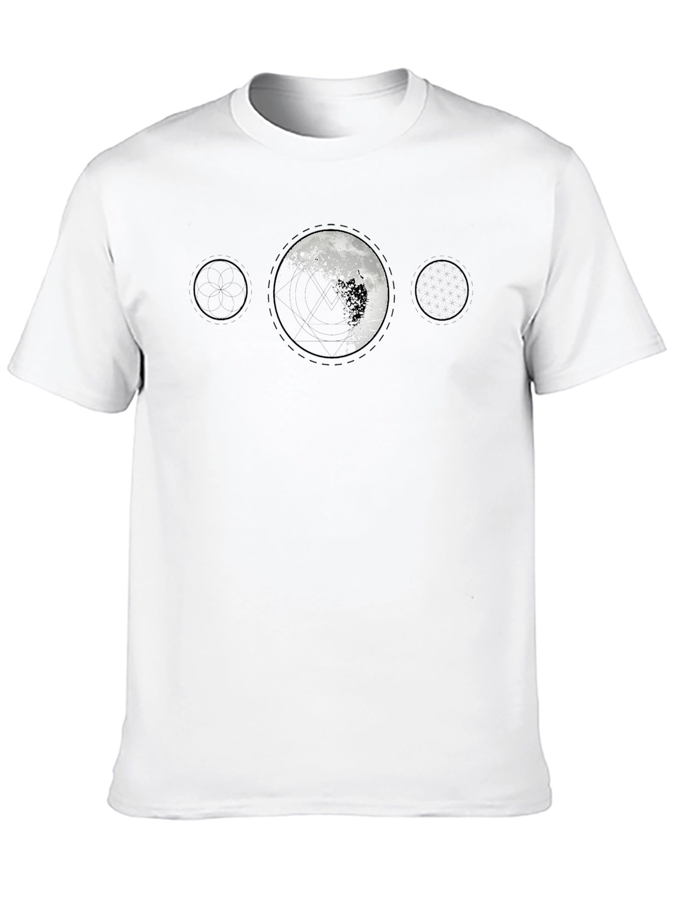 Camiseta Negra Hombre - Diseño Lunar Abstracto