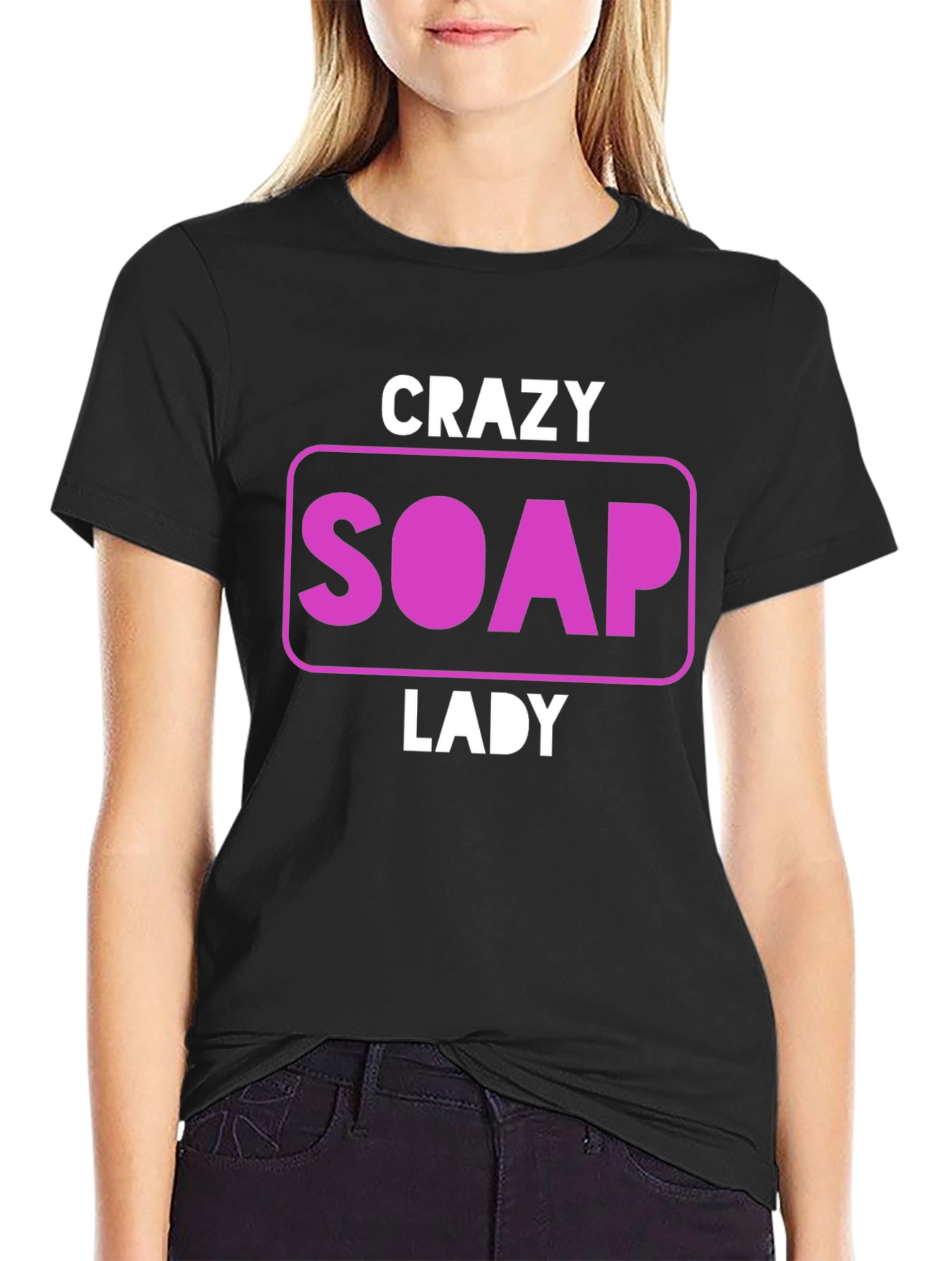 Camiseta Negra Divertida Crazy Soap Lady