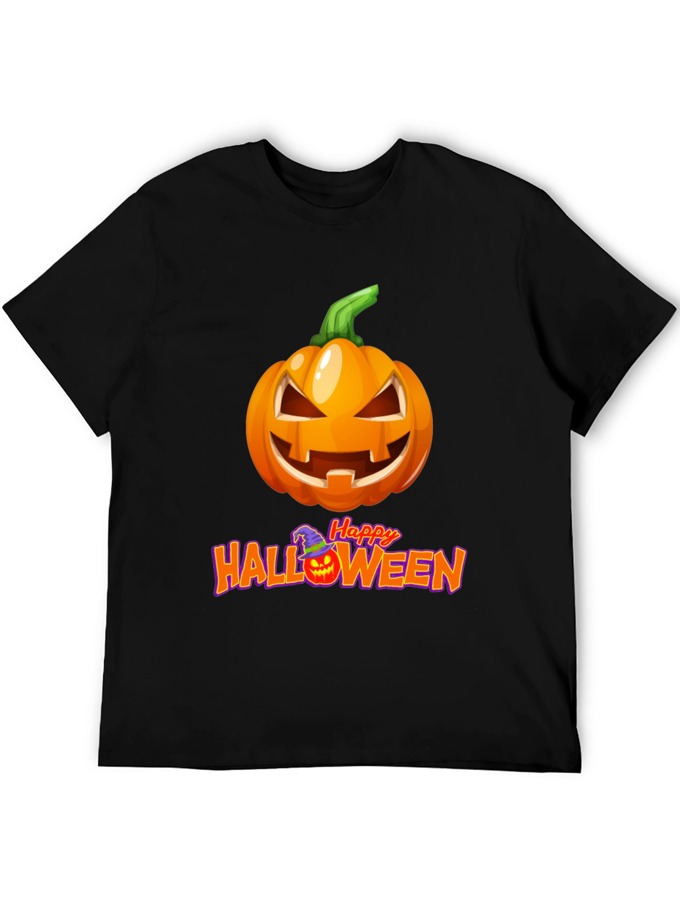 Camiseta Negra con Diseño de Calabaza Halloween