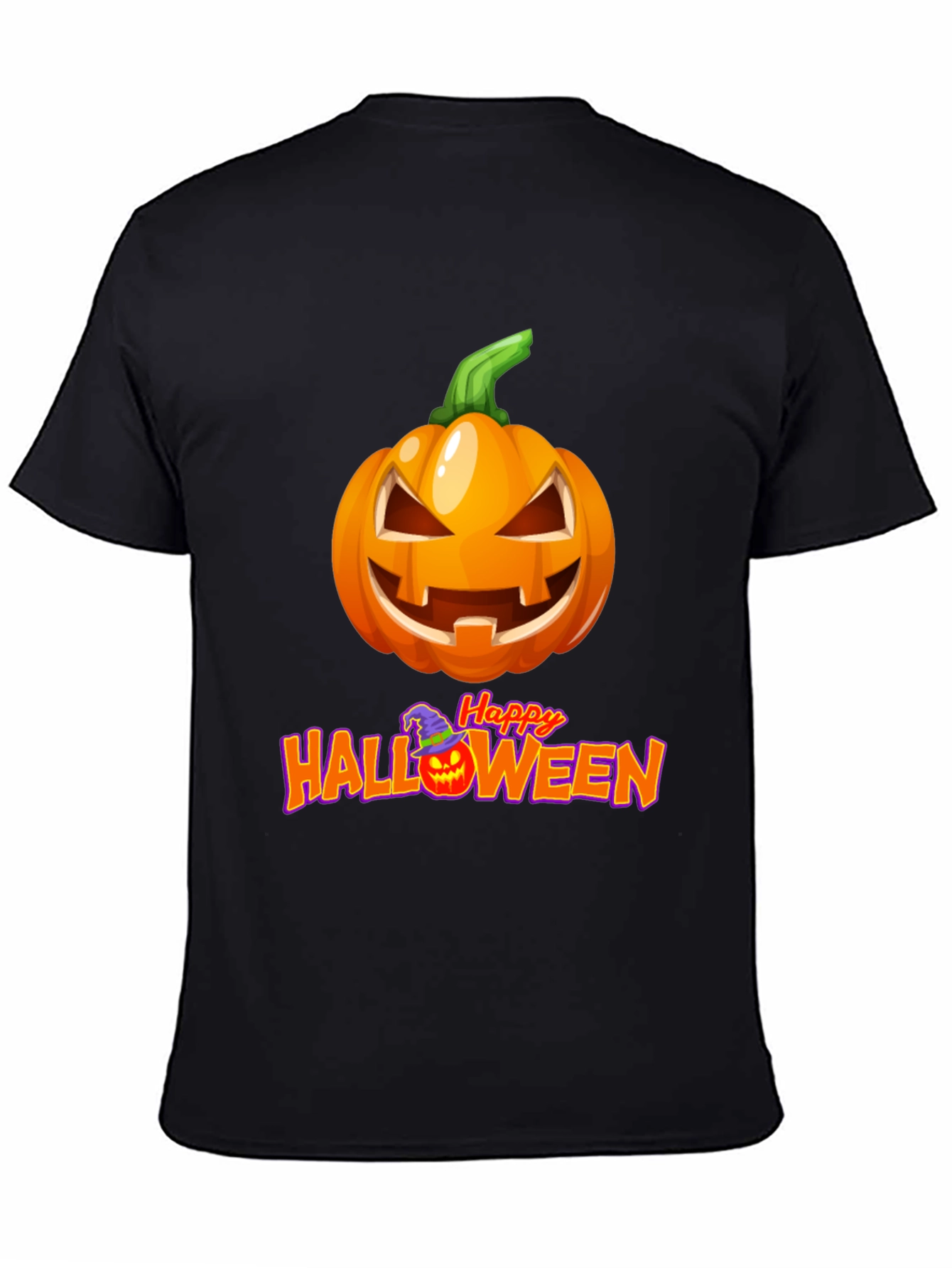 Camiseta Negra con Diseño de Calabaza Halloween