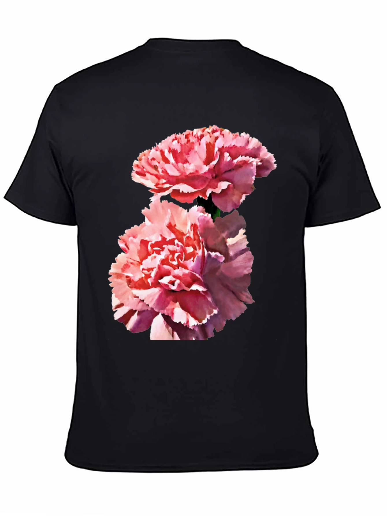 Camiseta Negra con Flores Rosadas para Hombre