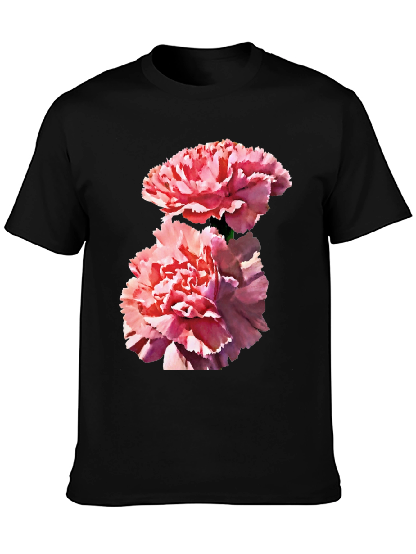 Camiseta Negra con Flores Rosadas para Hombre