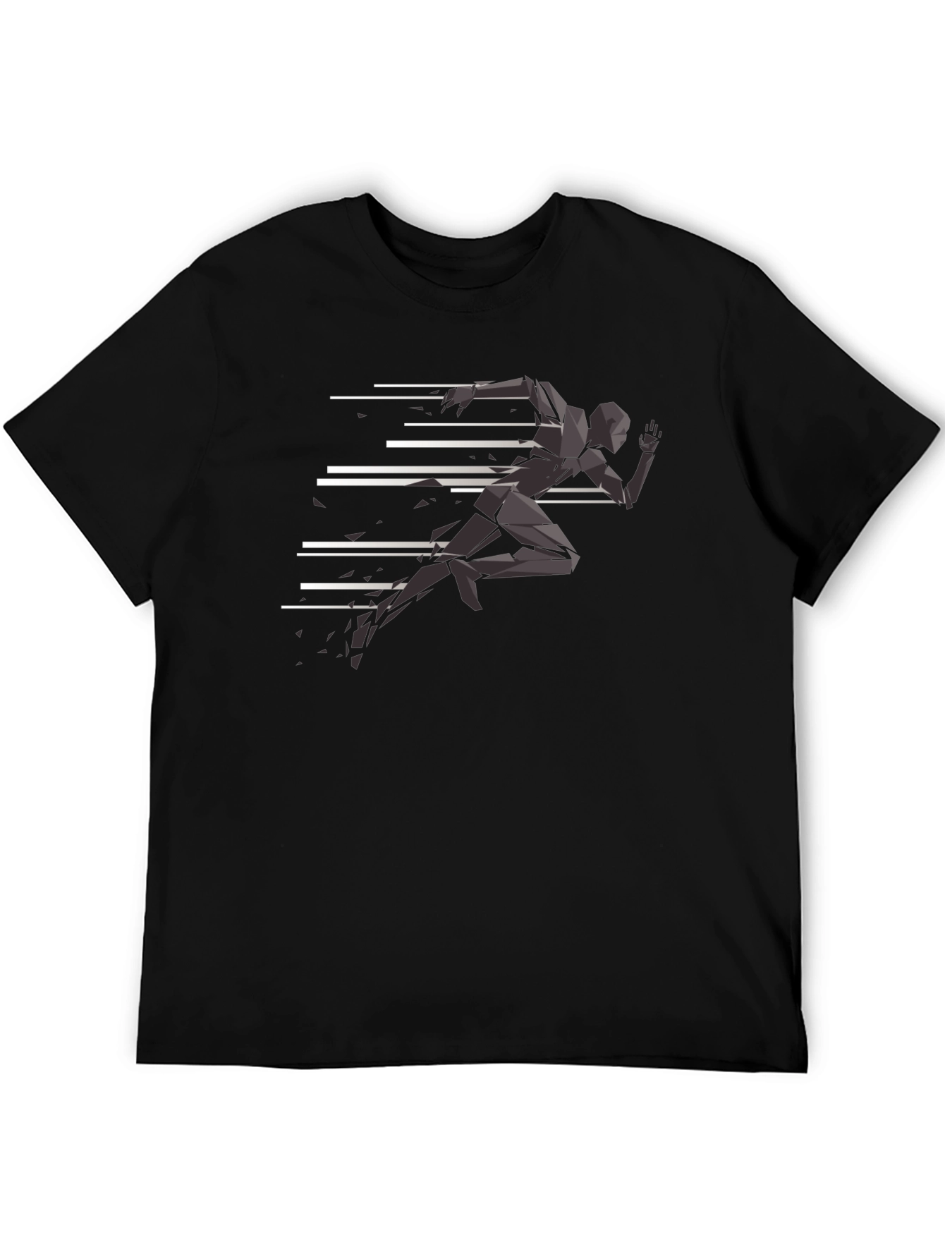 Camiseta Negra Hombre - Diseño Runner Abstracto