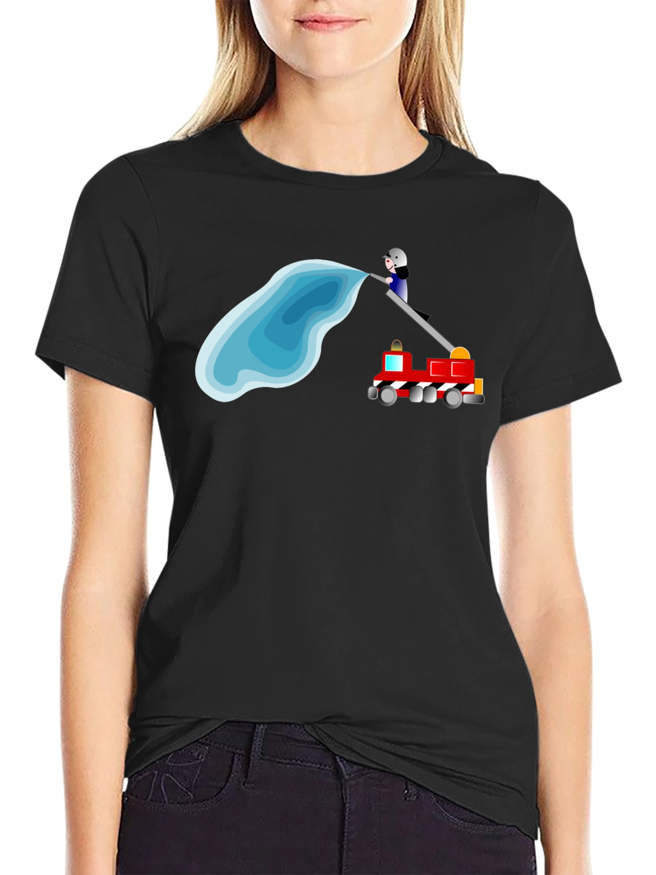 Camiseta Negra con Diseño de Bomberos