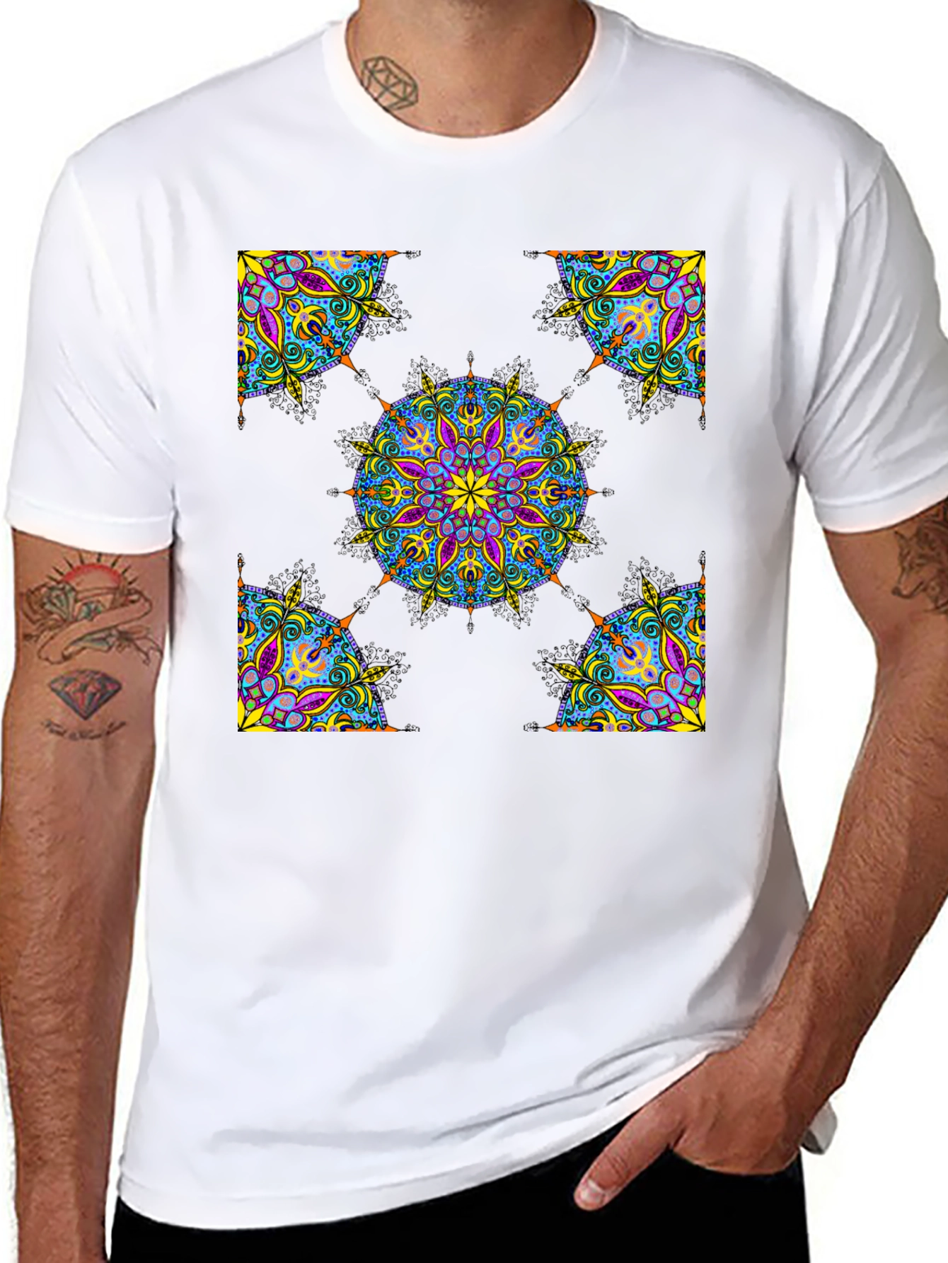 Camiseta Negra Mandala Abstracta