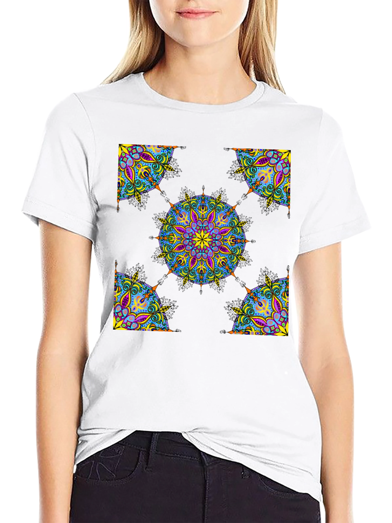 Camiseta Negra Mandala Abstracta