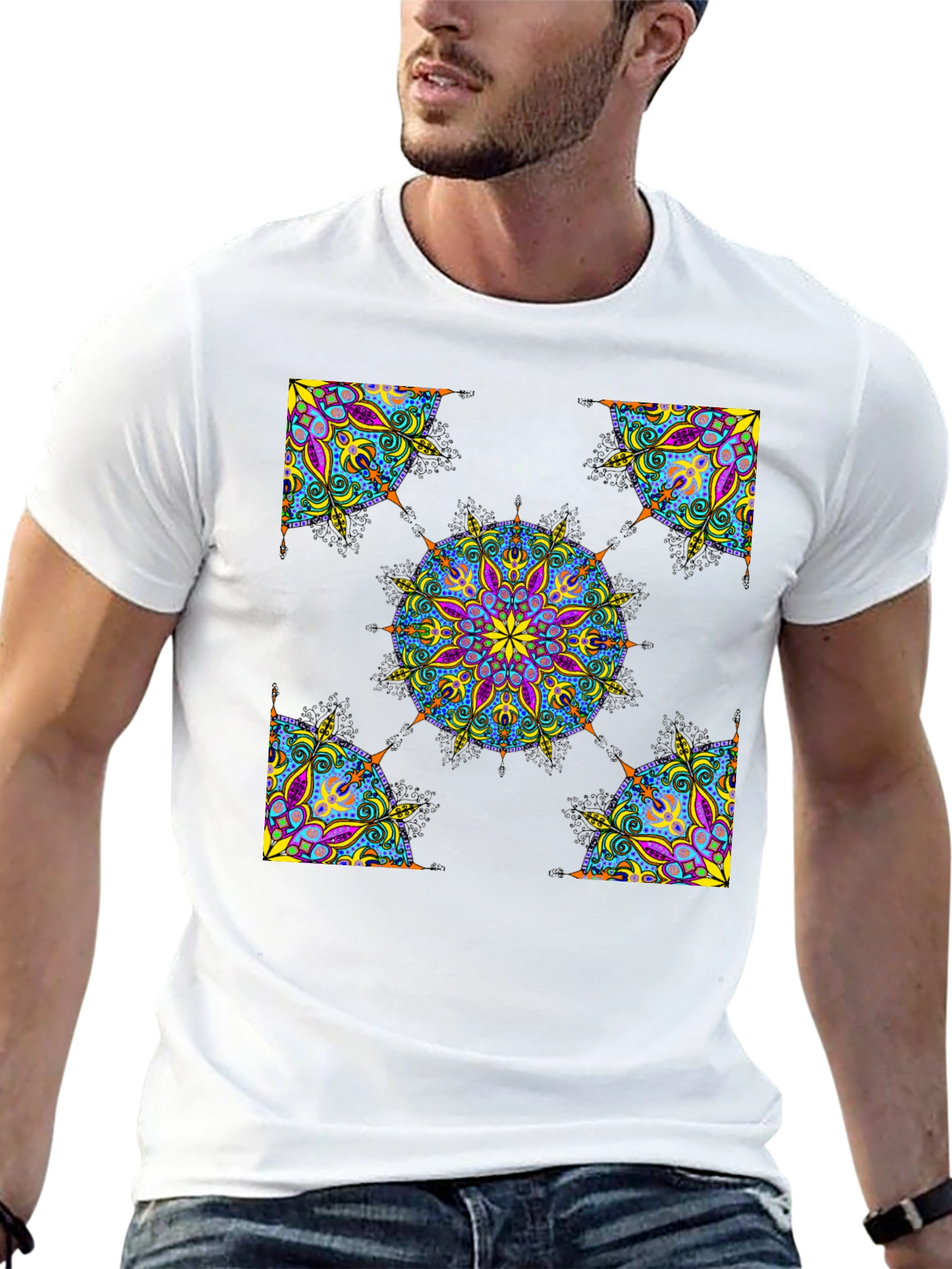 Camiseta Negra Mandala Abstracta