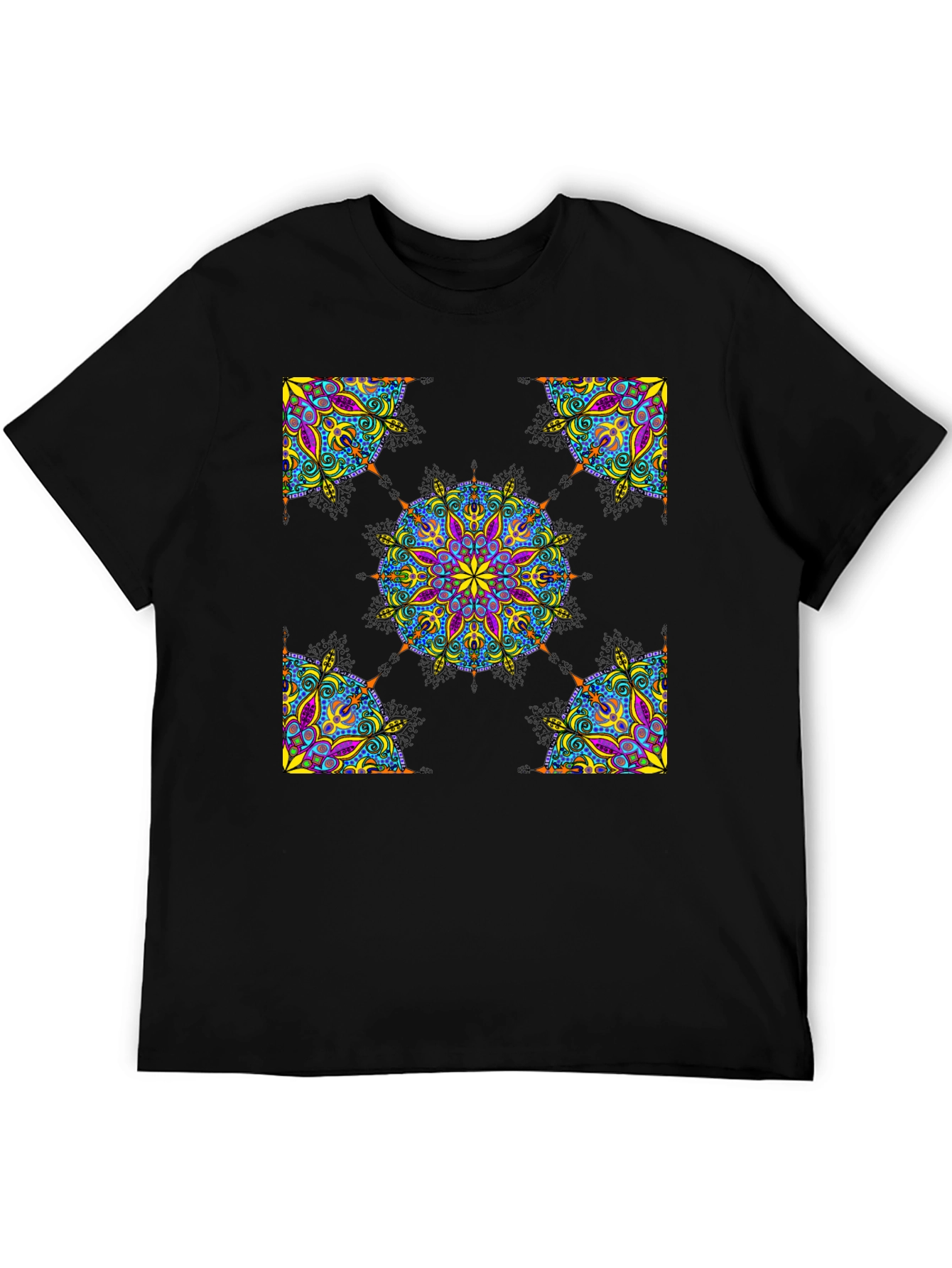 Camiseta Negra Mandala Abstracta