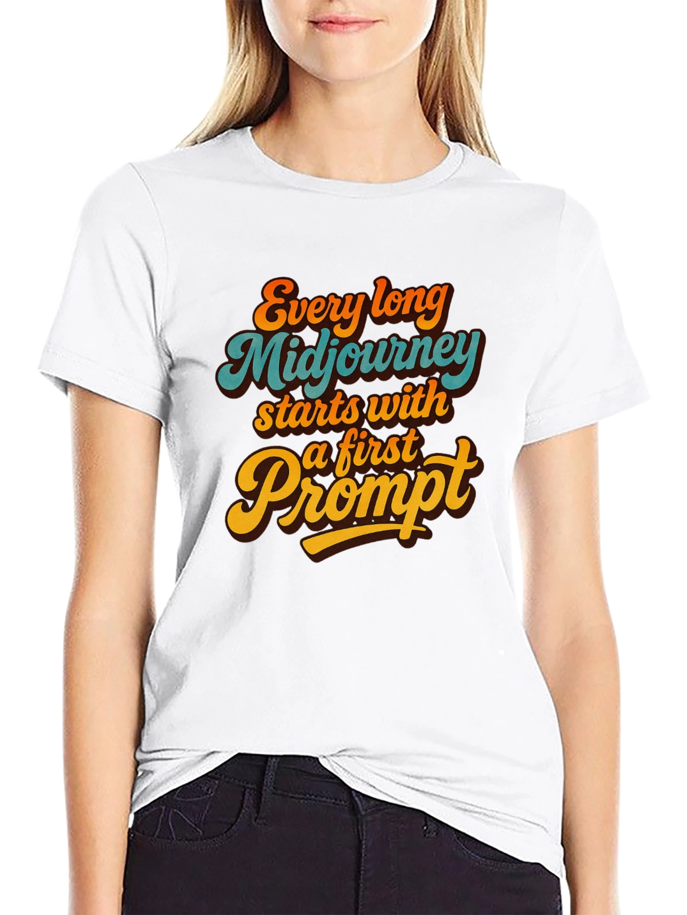Camiseta Negra Estampada: Aventura Midjourney