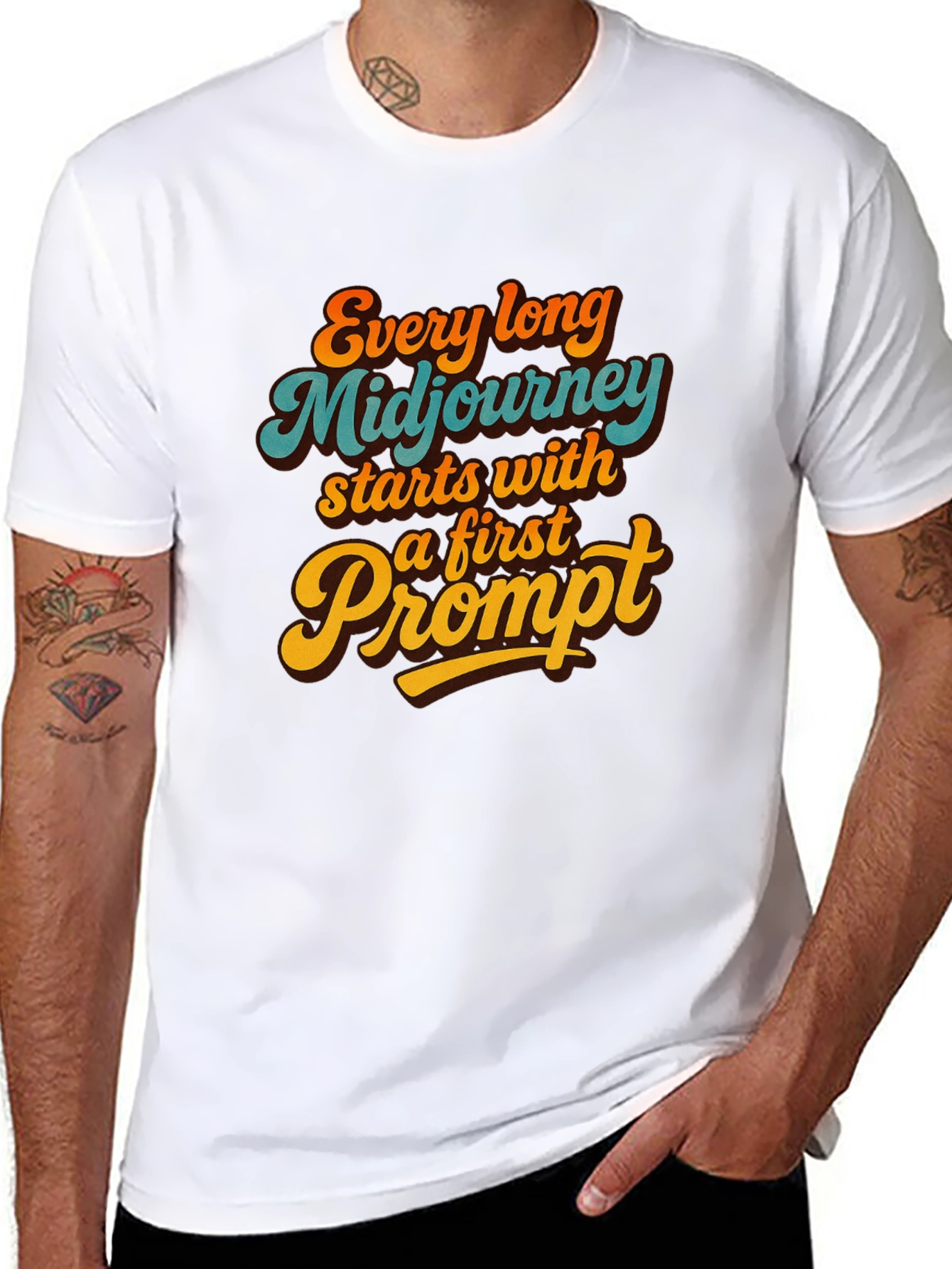 Camiseta Negra Estampada: Aventura Midjourney