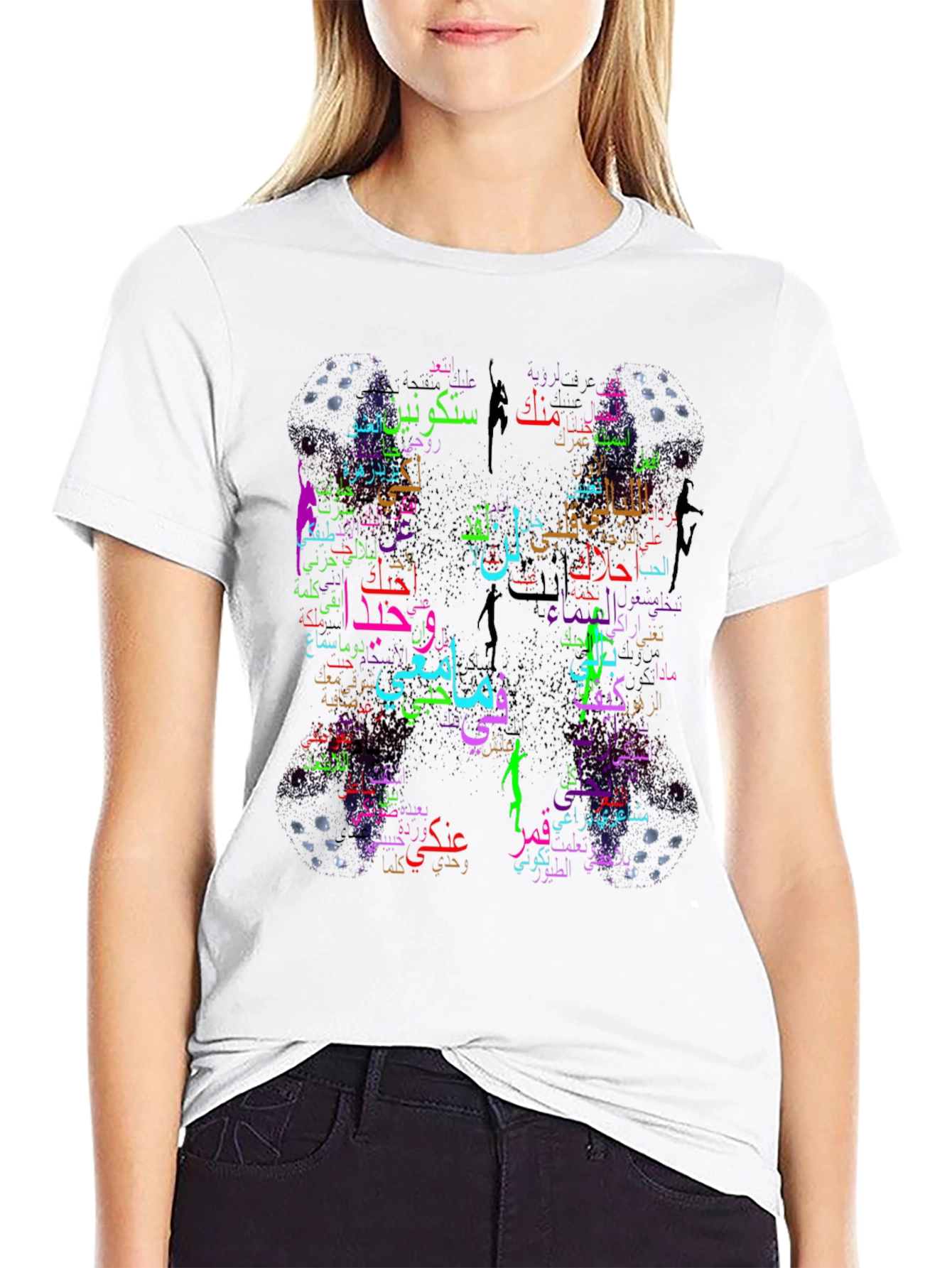 Camiseta Negra con Diseño Árabe Abstracto