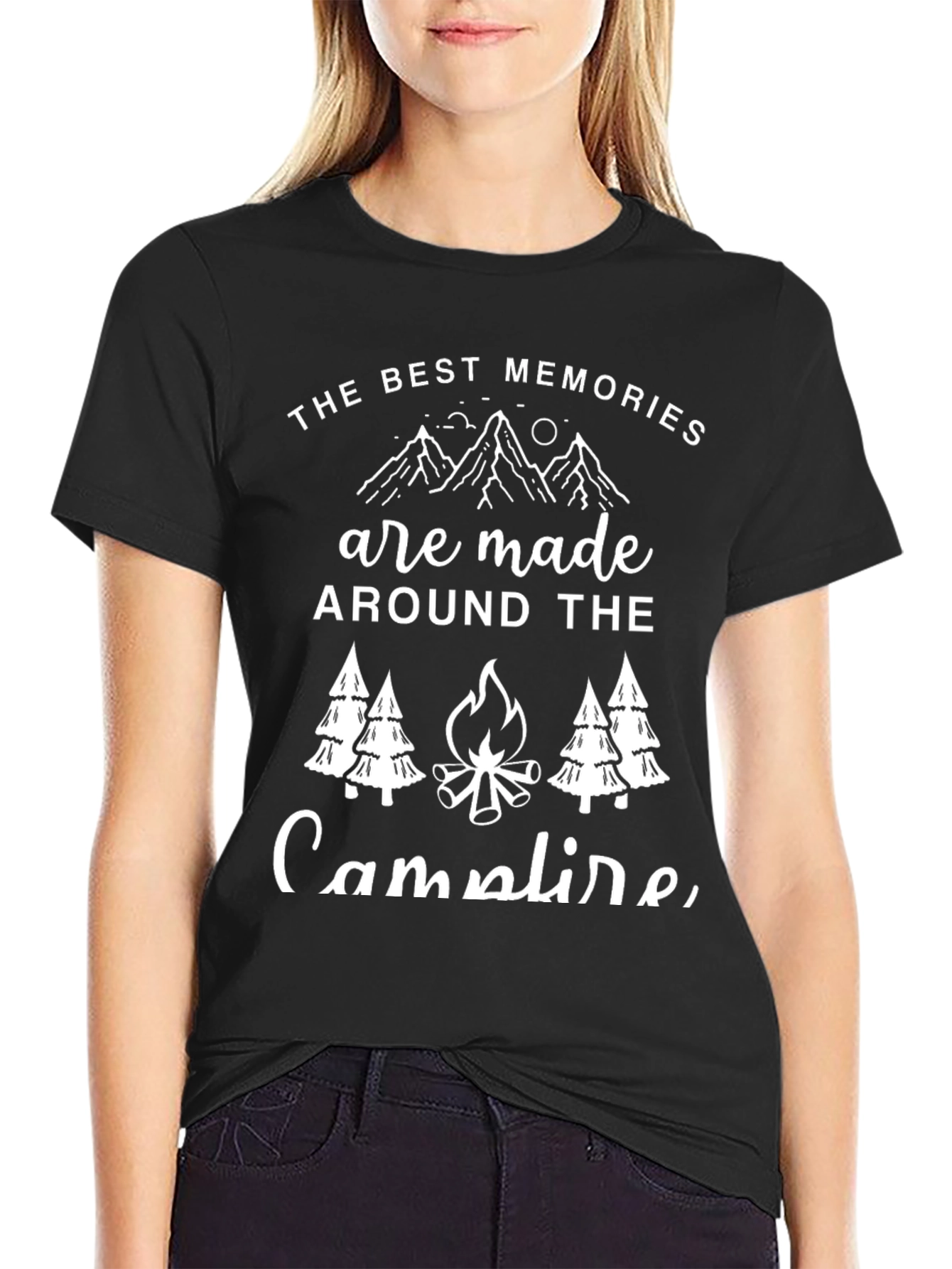 Camiseta Negra Los Mejores Recuerdos en la Fogata