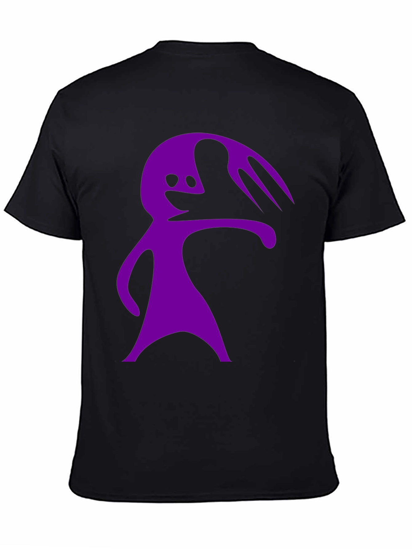 Camiseta Negra con Diseño Abstracto Morado