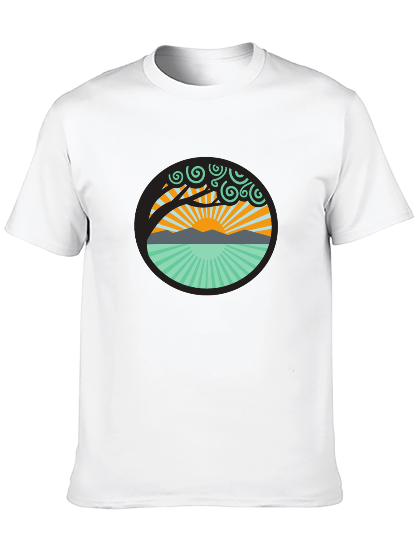 Camiseta Negra con Diseño de Naturaleza Circular