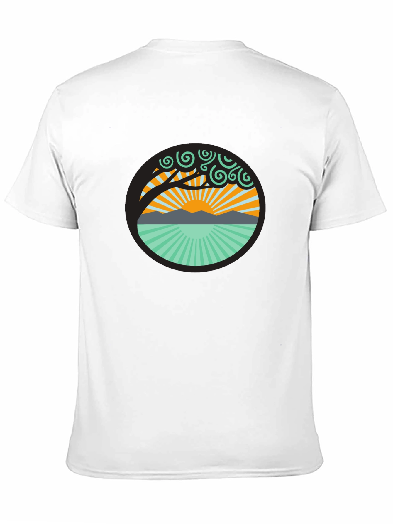 Camiseta Negra con Diseño de Naturaleza Circular