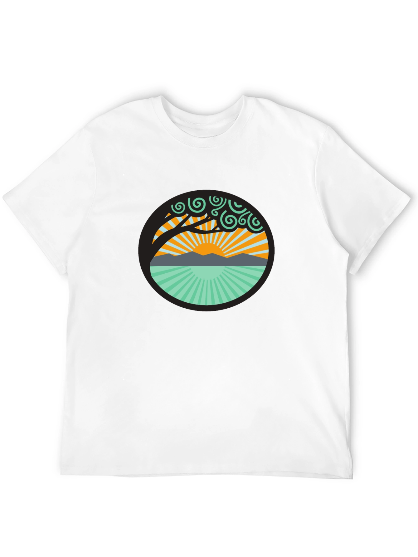 Camiseta Negra con Diseño de Naturaleza Circular